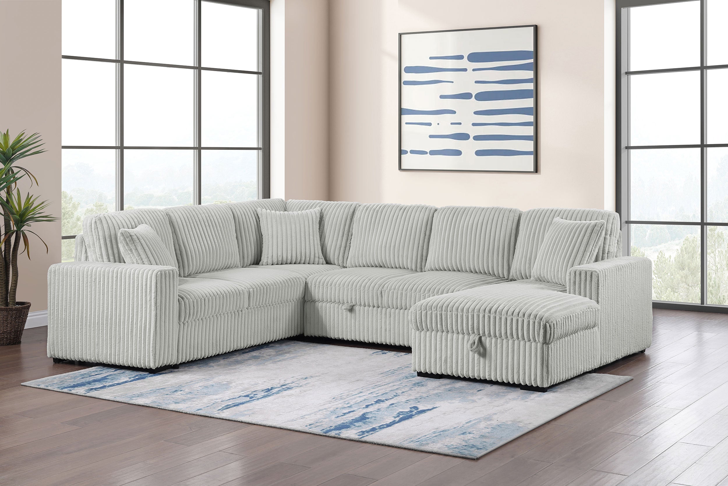 Devonshire Pull-Out Sleeper Sectional Sofa - Luxury Home Furniture (MI)