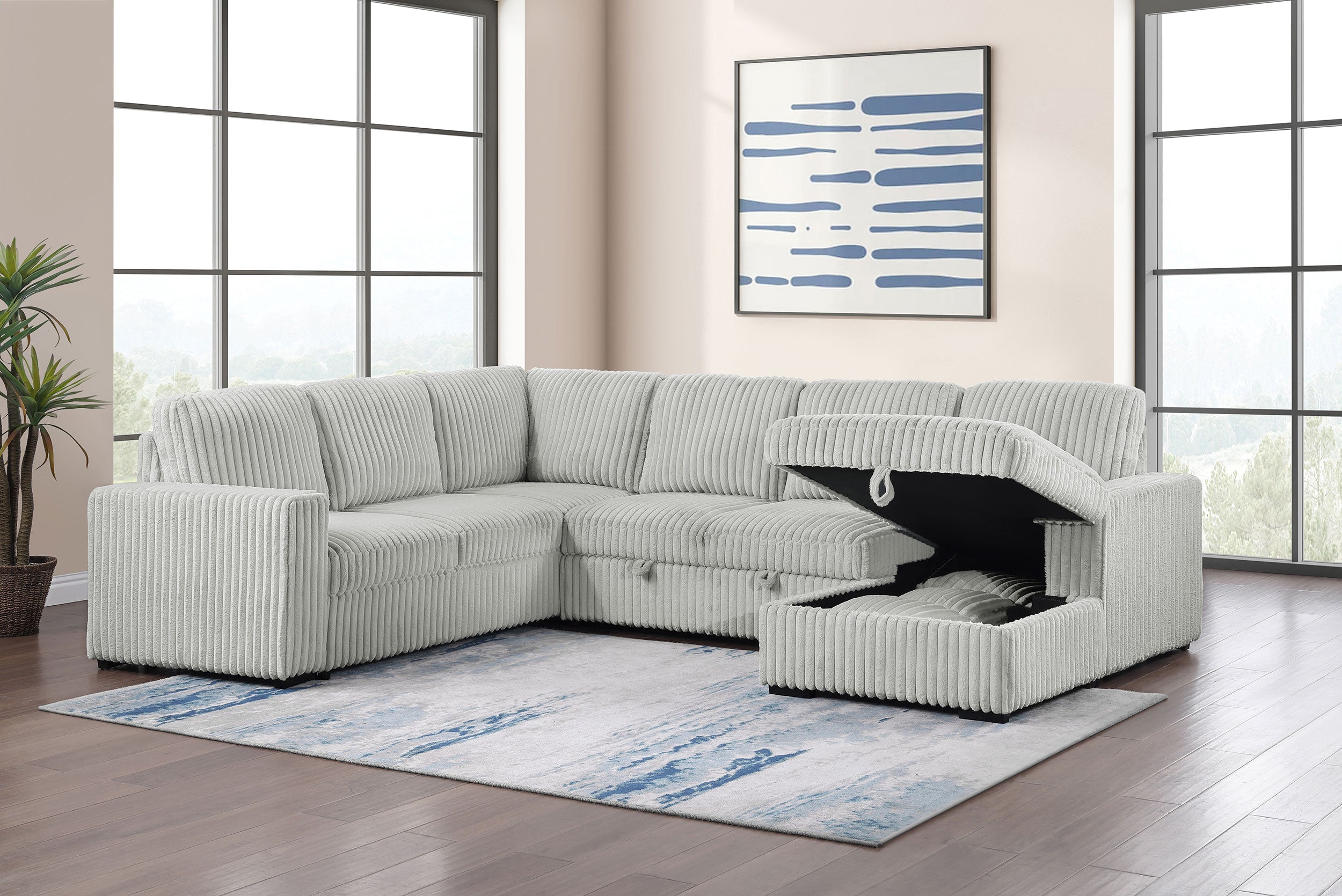 Devonshire Pull-Out Sleeper Sectional Sofa - Luxury Home Furniture (MI)
