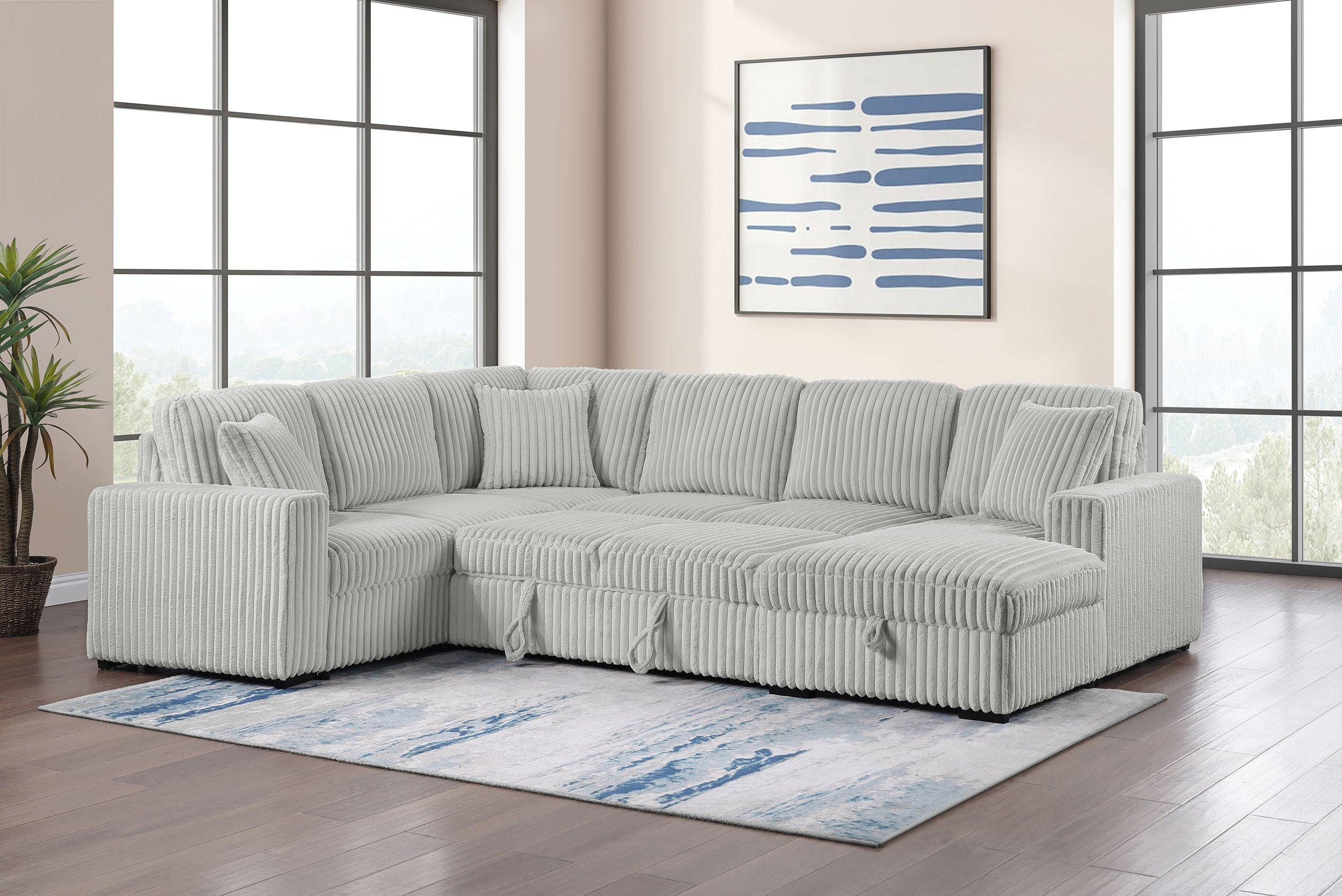 Devonshire Pull-Out Sleeper Sectional Sofa - Luxury Home Furniture (MI)