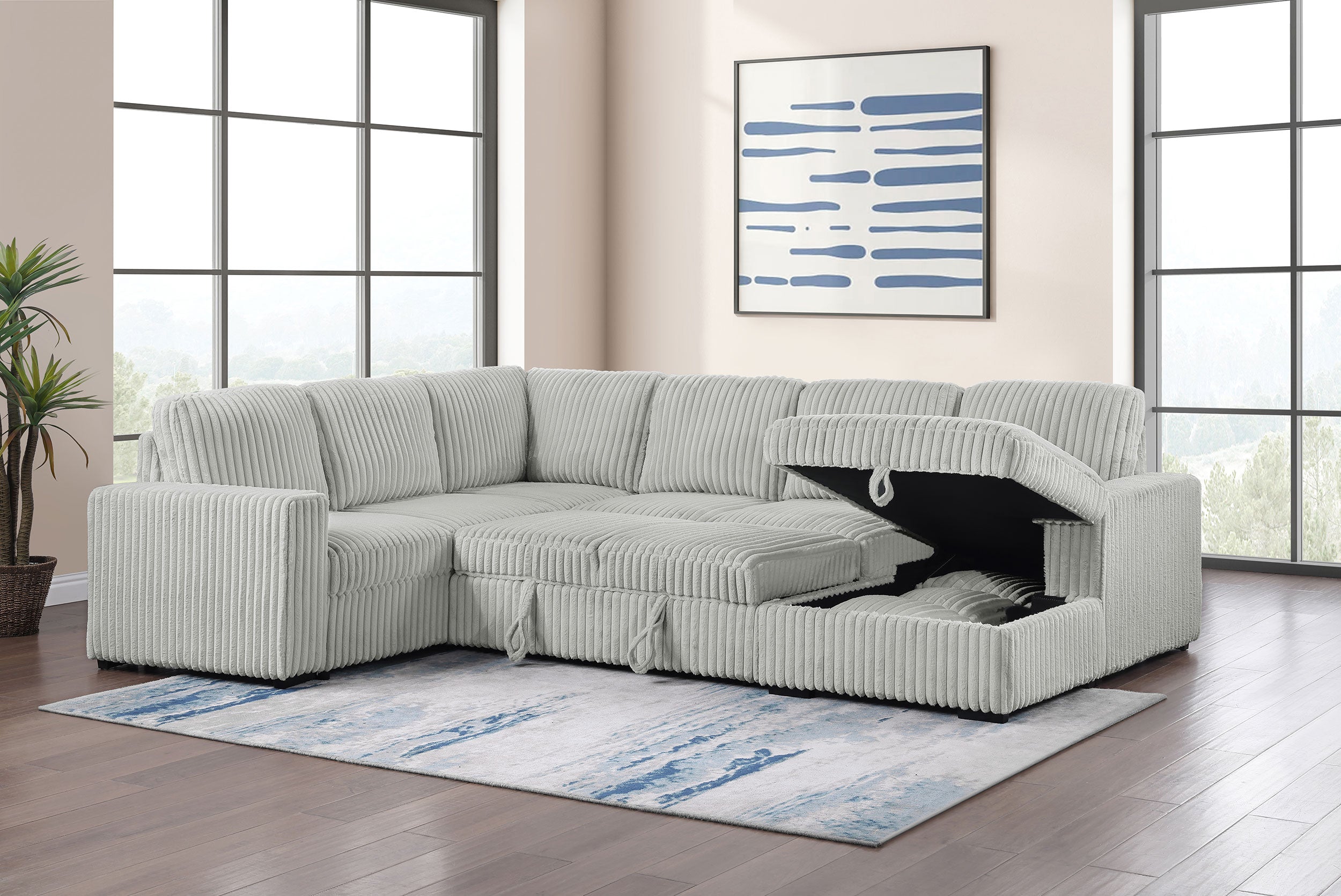 Devonshire Pull-Out Sleeper Sectional Sofa - Luxury Home Furniture (MI)