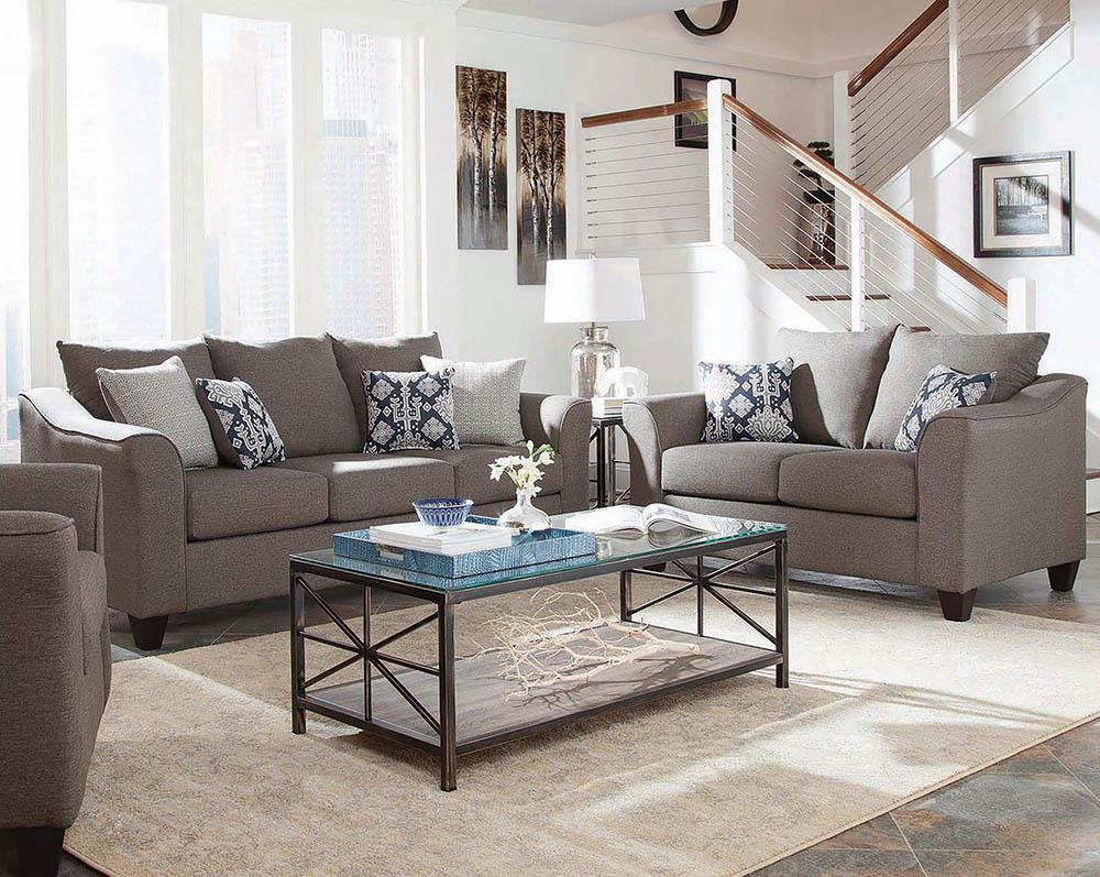 Salizar Upholstered Flared Arm Living Room Set Grey - Luxury Home Furniture (MI)