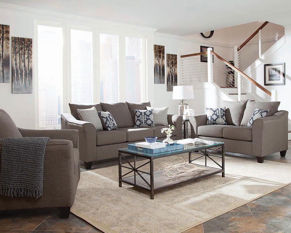 Salizar Upholstered Flared Arm Living Room Set Grey - Luxury Home Furniture (MI)
