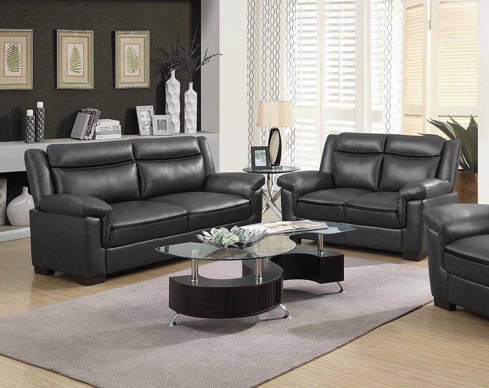 Arabella Upholstered Pillow Top Arm Living Room Set Grey - Luxury Home Furniture (MI)