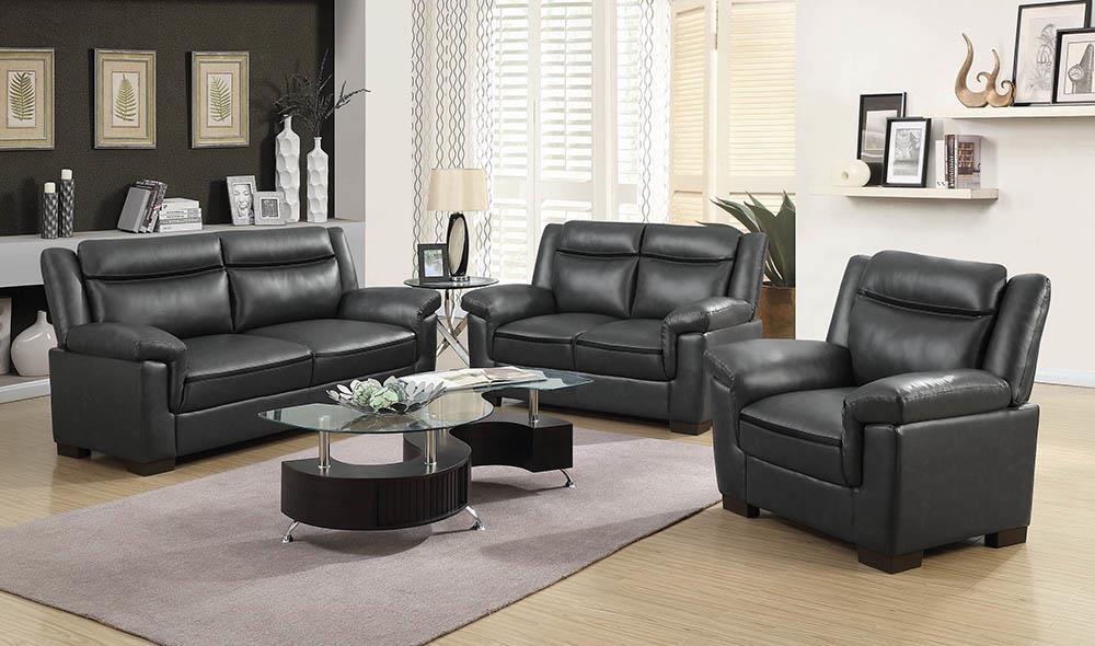Arabella Upholstered Pillow Top Arm Living Room Set Grey - Luxury Home Furniture (MI)