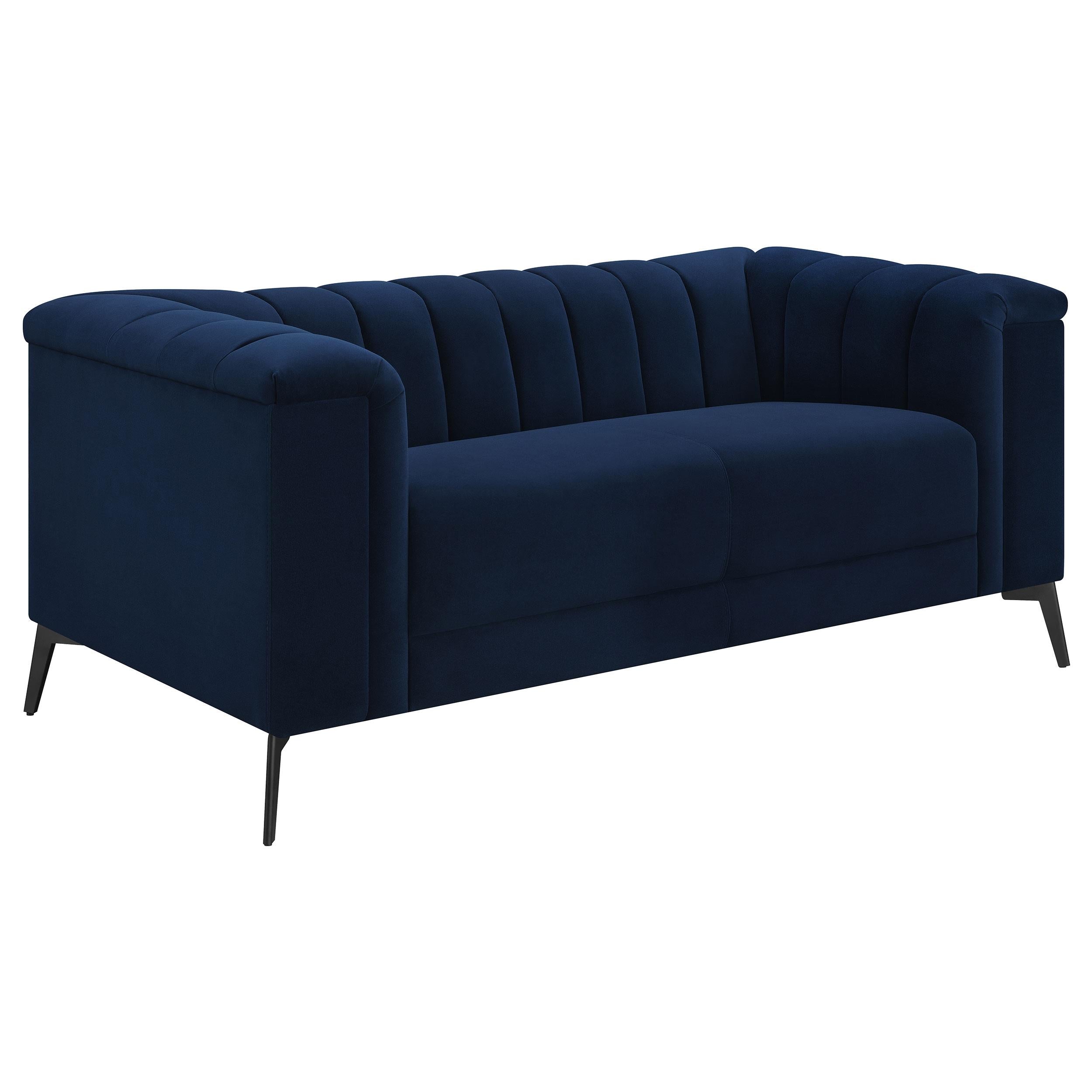 Chalet Tuxedo Arm Loveseat Blue - Luxury Home Furniture (MI)