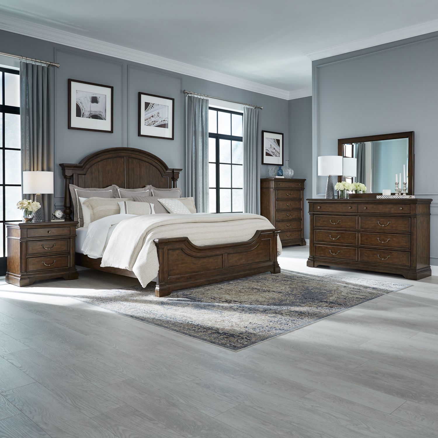 Arden Road King California Poster Bed, Dresser & Mirror, Chest, Night Stand image
