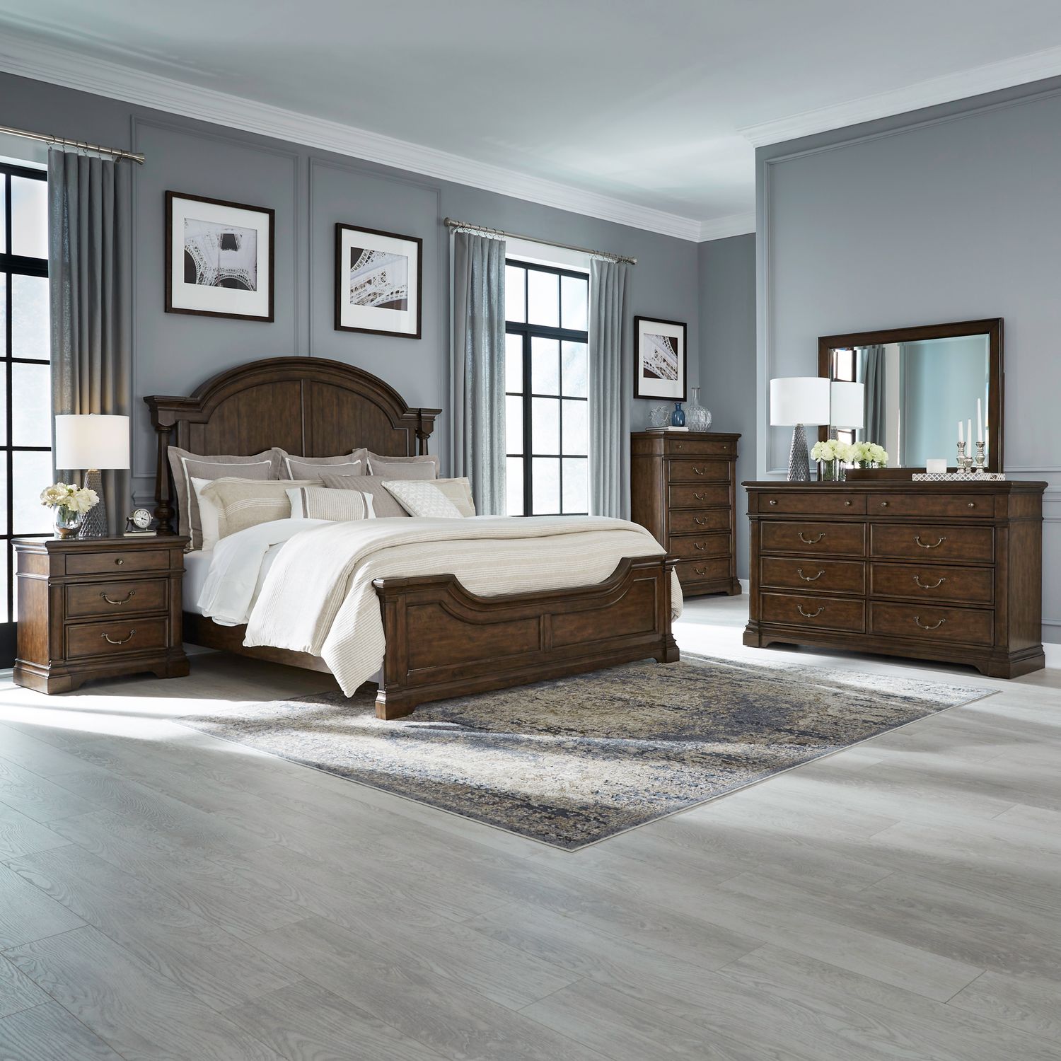 Arden Road Queen Poster Bed, Dresser & Mirror, Chest, Night Stand image
