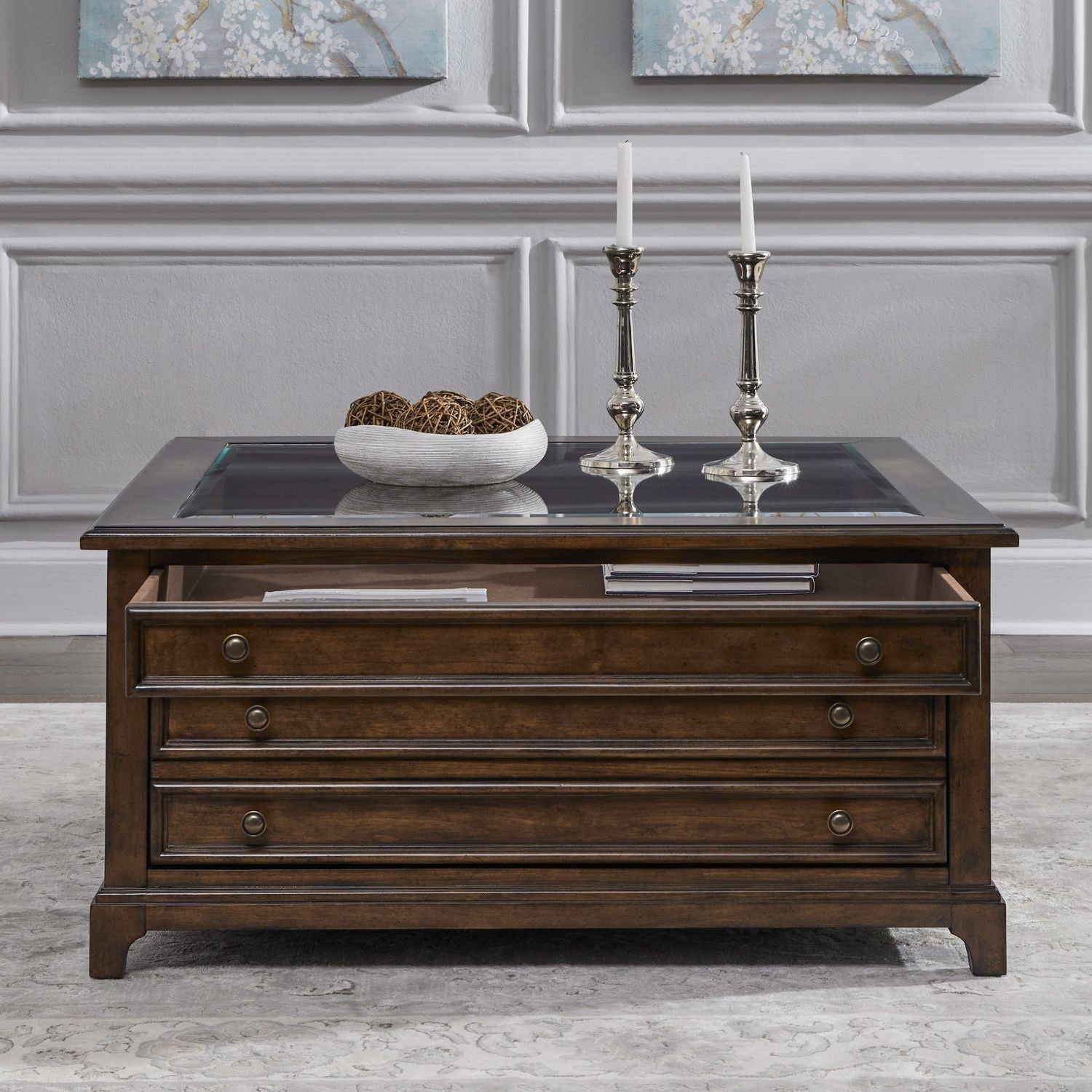 Arden Road Square Collector Cocktail Table in Satin Cherry - Luxury Home Furniture (MI)