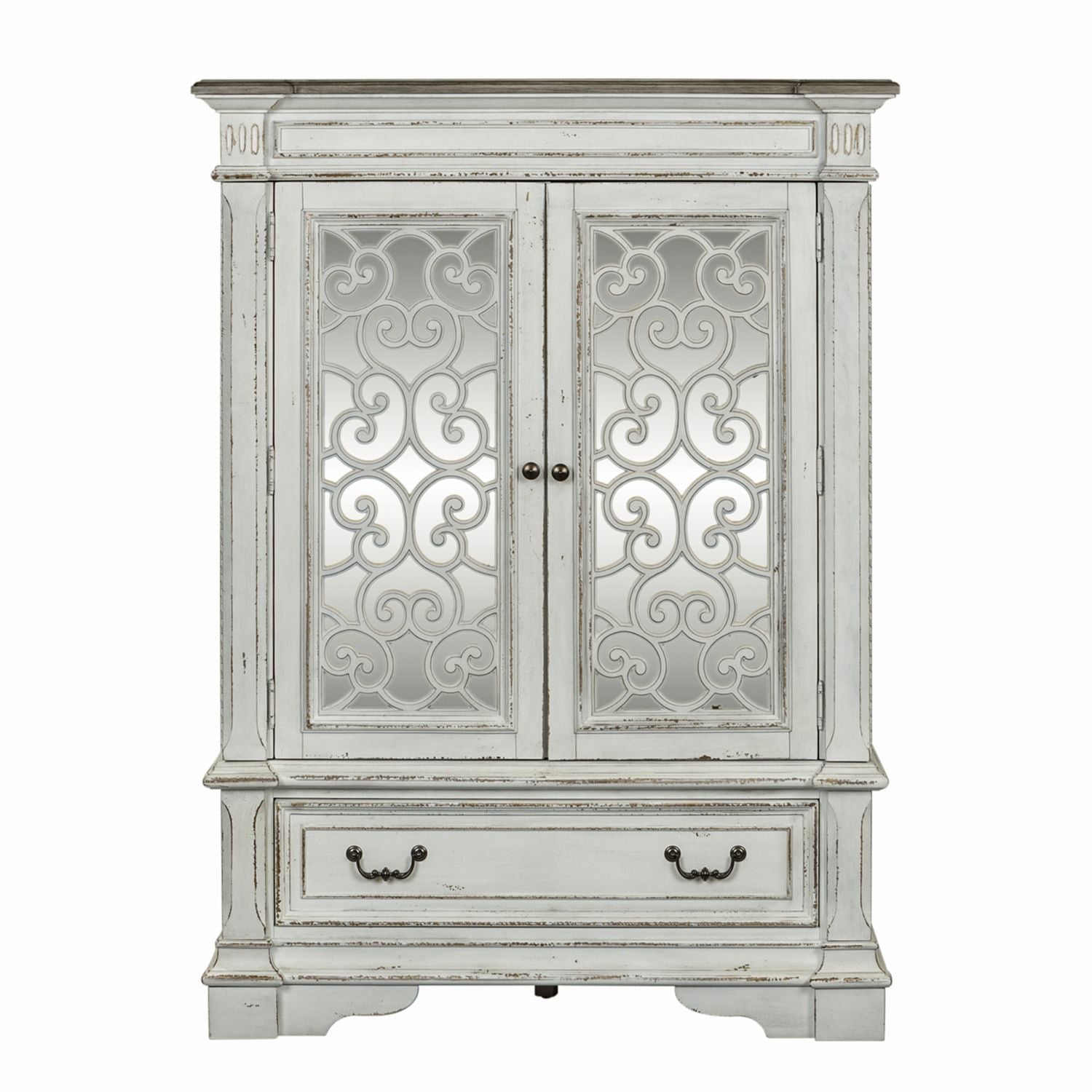 Abbey Park Mirrored Door Chest in Antique White - Luxury Home Furniture (MI)