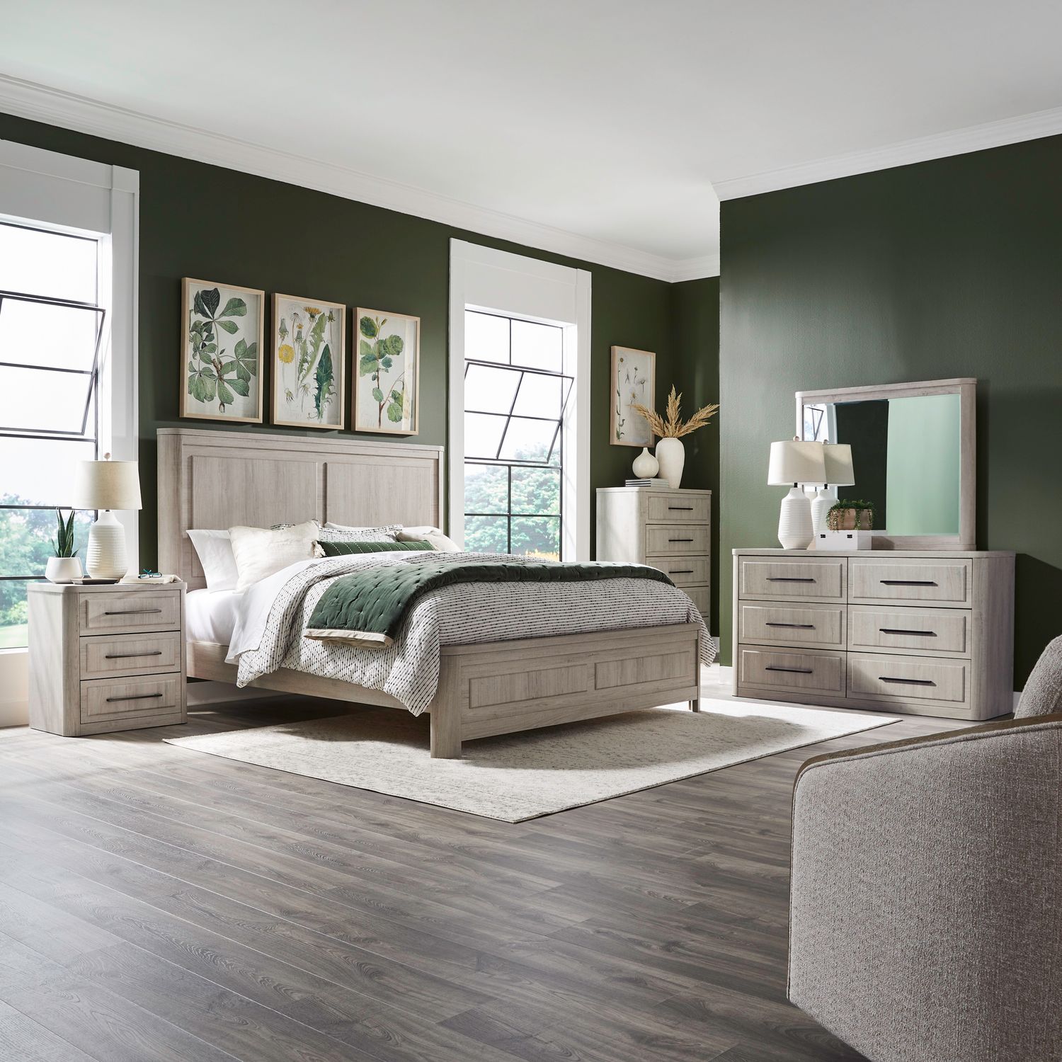 Modern Play Queen Panel Bed, Dresser & Mirror, Chest, Night Stand image
