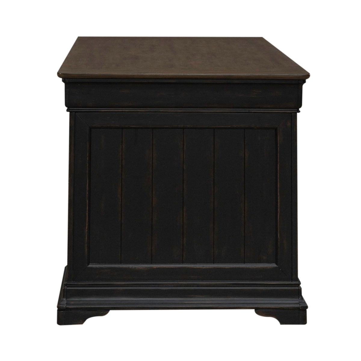 Liberty Furniture Meritage Junior Executive Desk in Aged Charcoal w/ Rub Thru/Caramel - Luxury Home Furniture (MI)