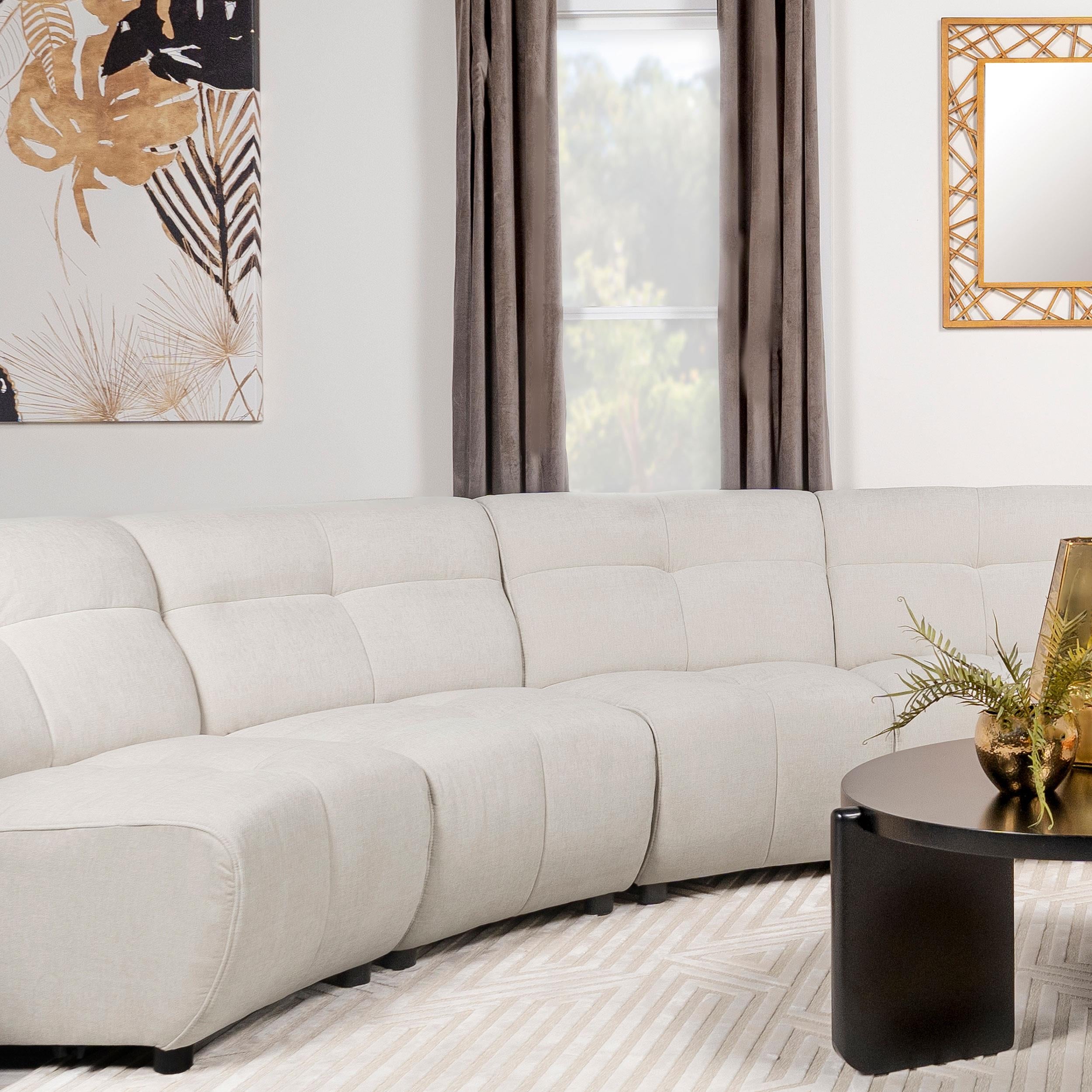 Charlotte Upholstered Curved Armless Chair Ivory - Luxury Home Furniture (MI)