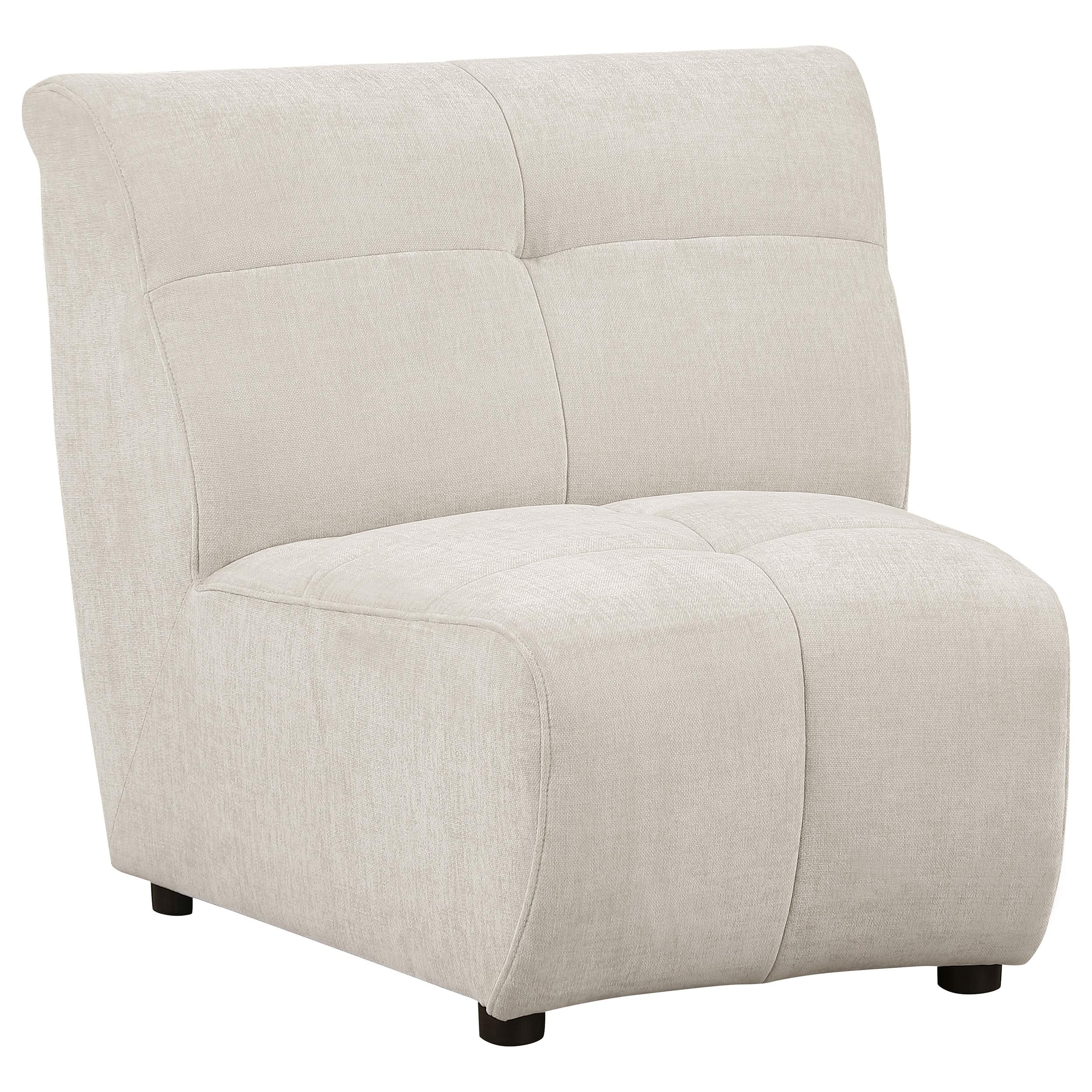 Charlotte Upholstered Curved Armless Chair Ivory - Luxury Home Furniture (MI)