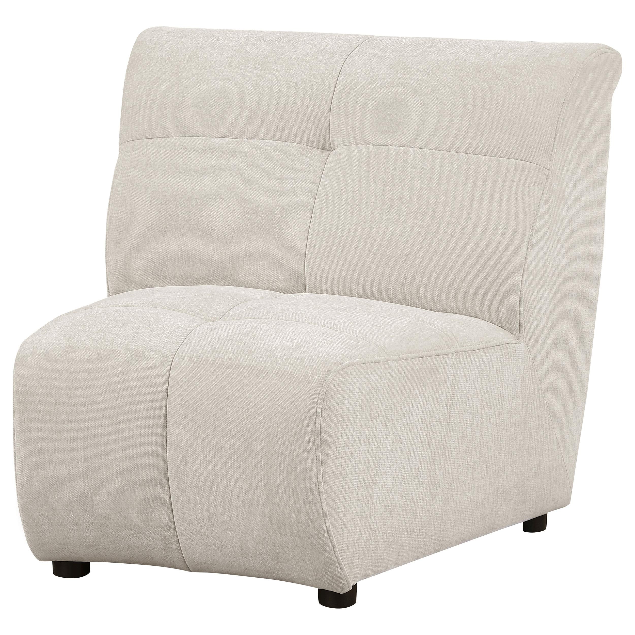 Charlotte Upholstered Curved Armless Chair Ivory - Luxury Home Furniture (MI)