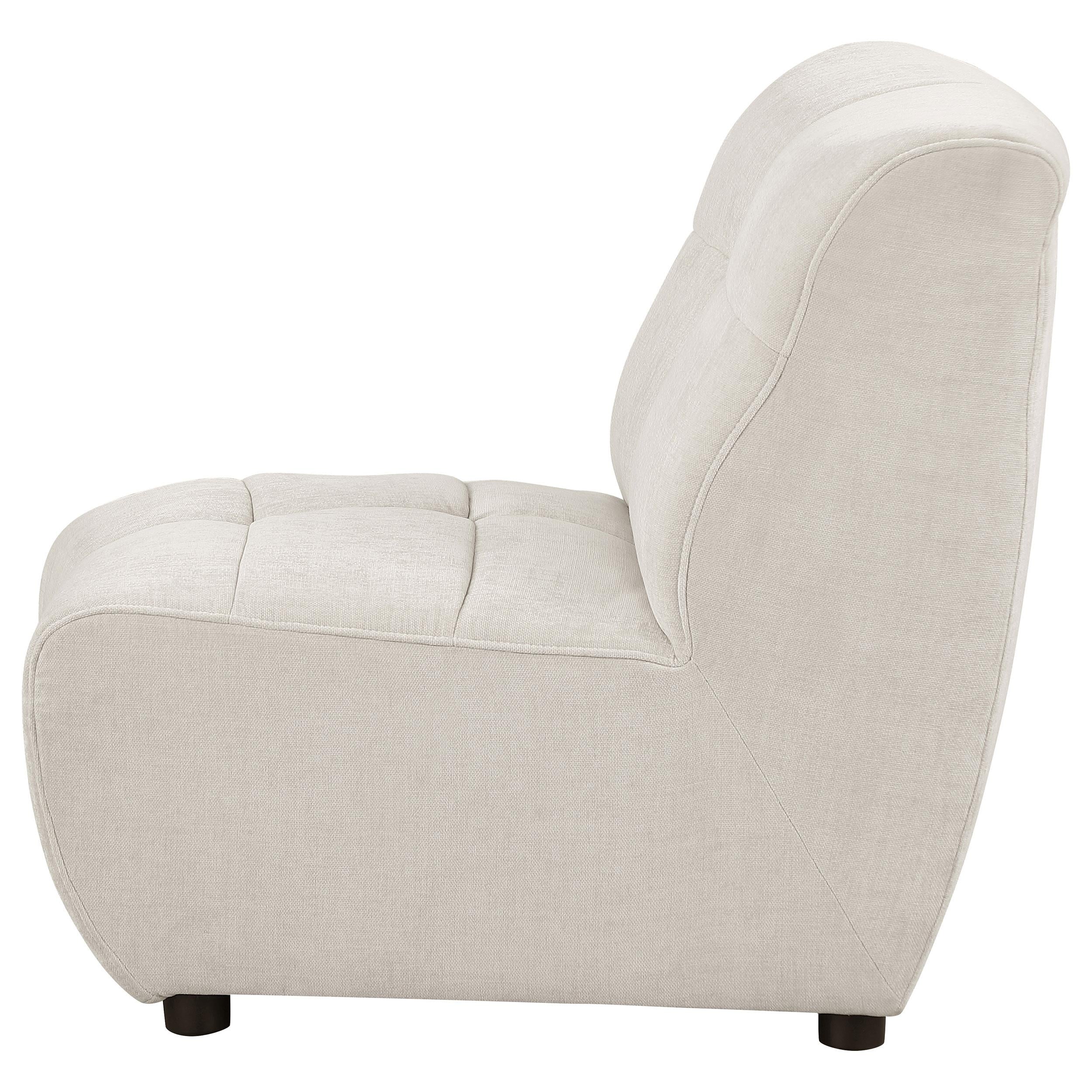 Charlotte Upholstered Curved Armless Chair Ivory - Luxury Home Furniture (MI)