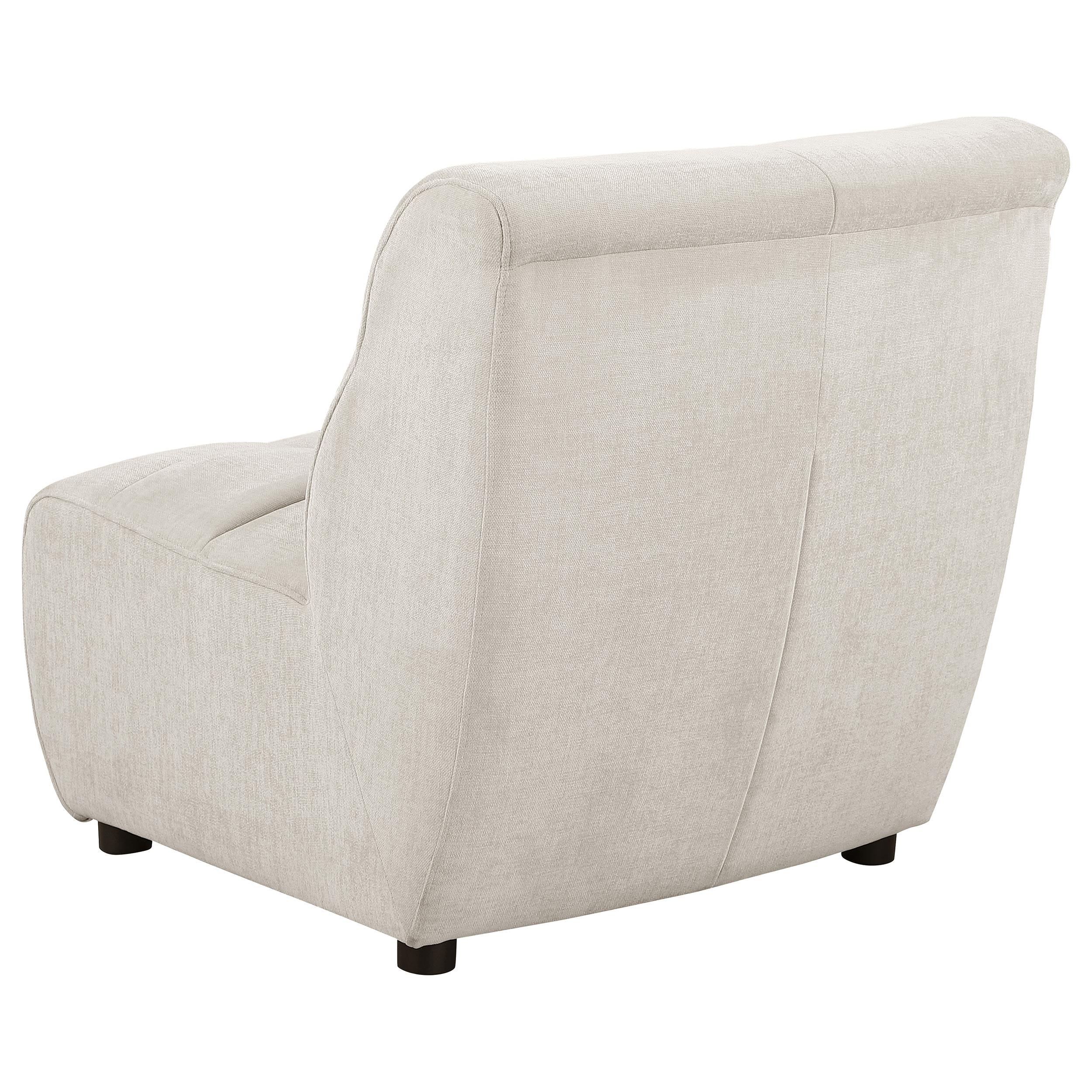 Charlotte Upholstered Curved Armless Chair Ivory - Luxury Home Furniture (MI)
