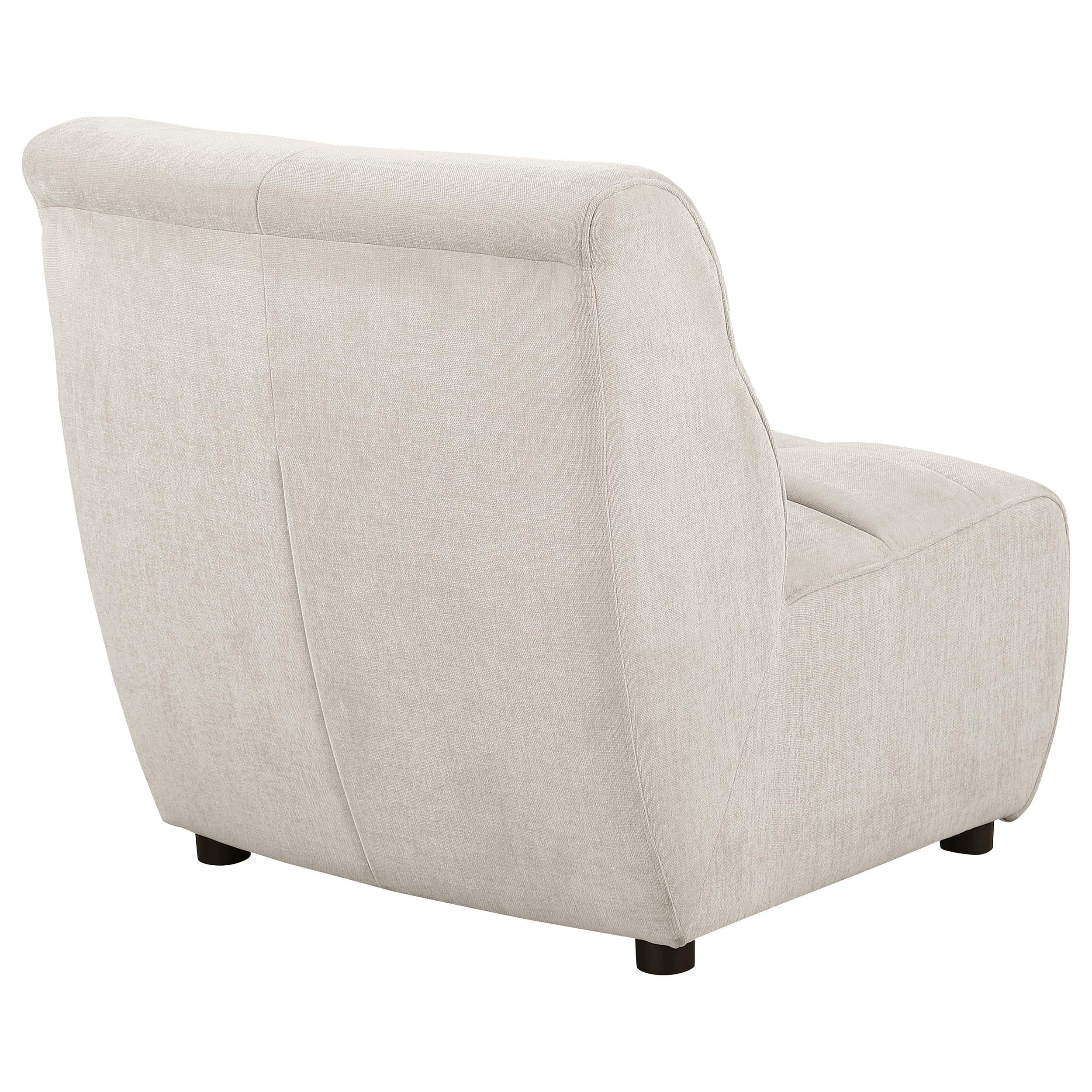 Charlotte Upholstered Curved Armless Chair Ivory - Luxury Home Furniture (MI)