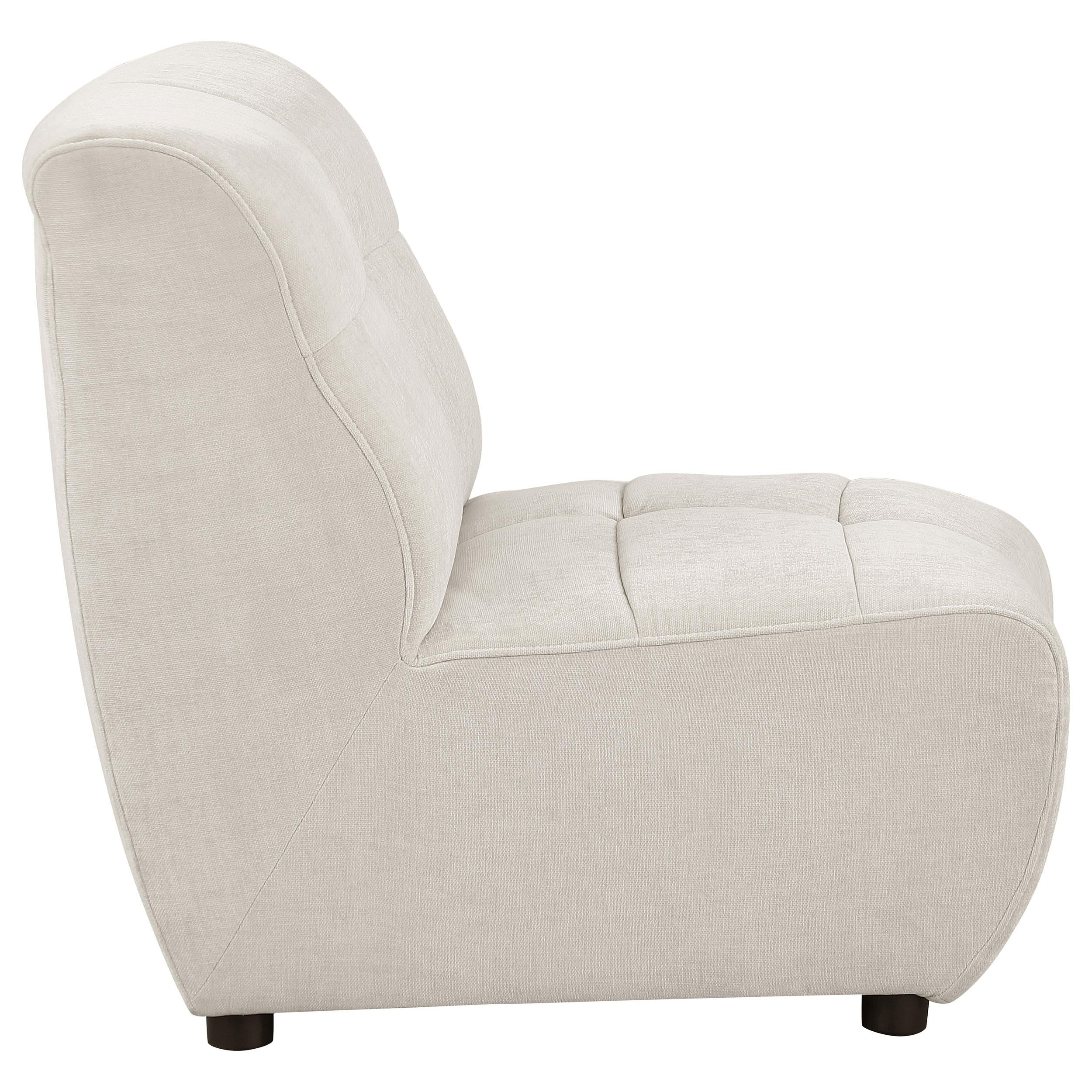 Charlotte Upholstered Curved Armless Chair Ivory - Luxury Home Furniture (MI)