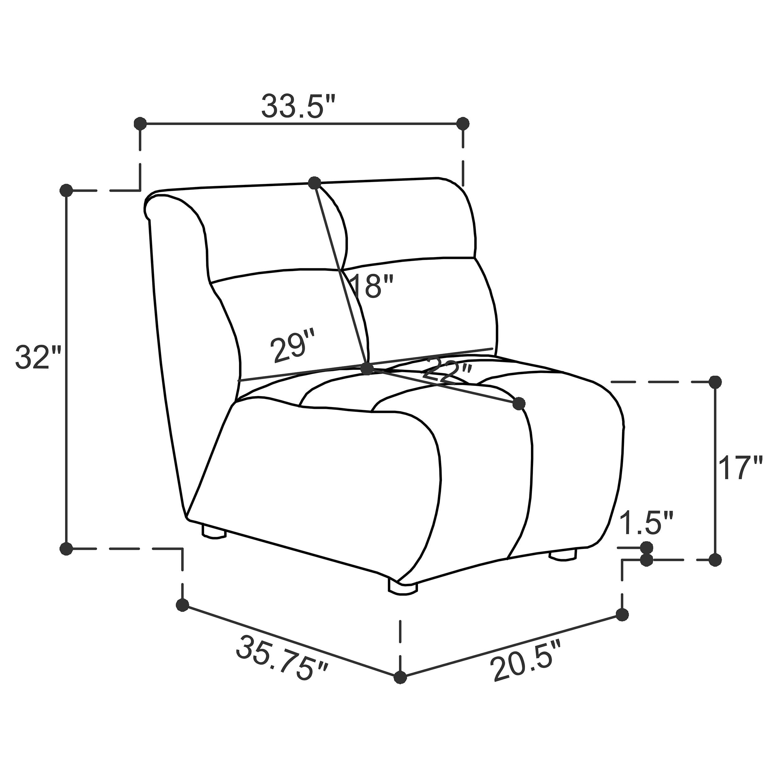 Charlotte Upholstered Curved Armless Chair Ivory - Luxury Home Furniture (MI)