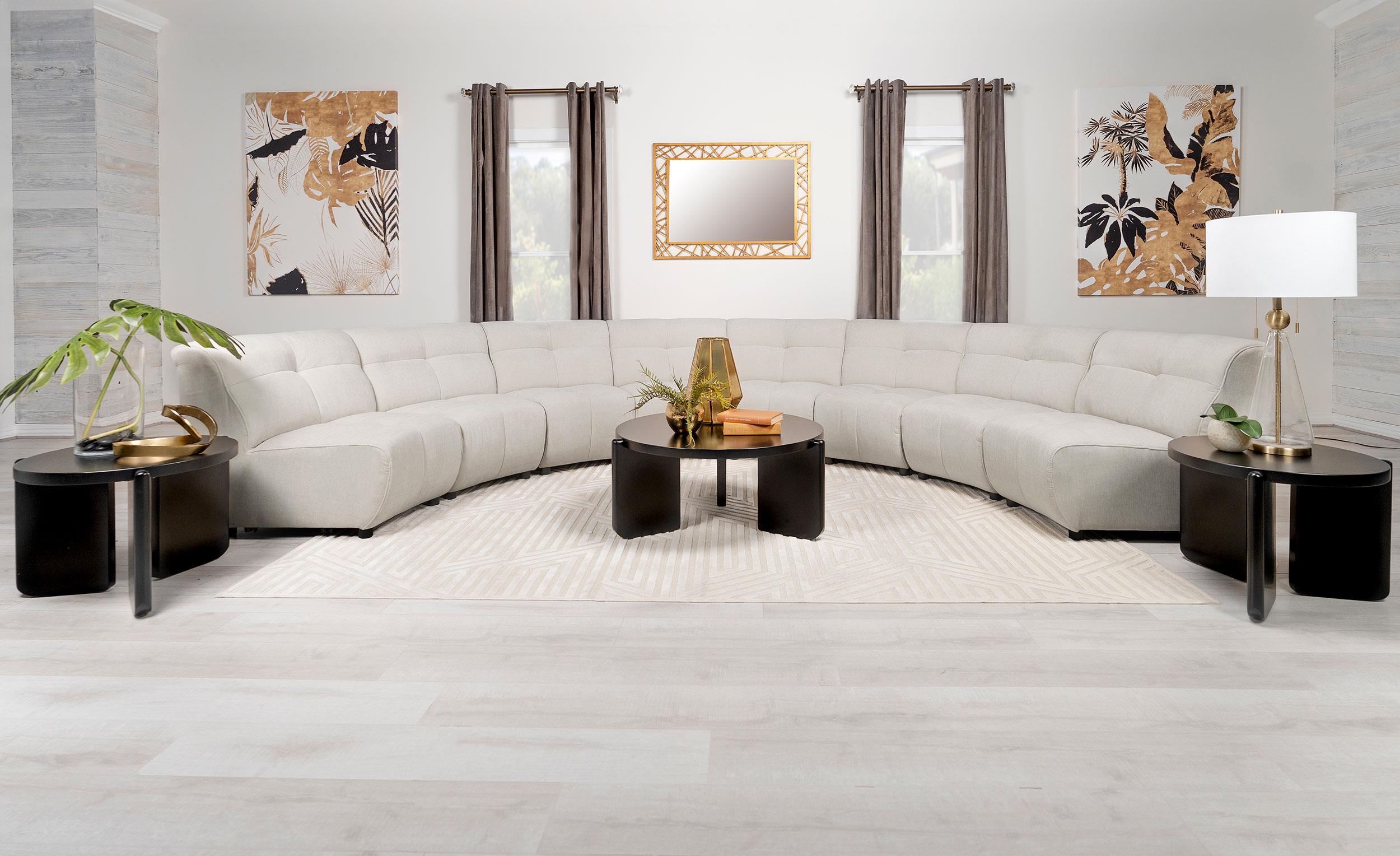 Charlotte Upholstered Curved Armless Chair Ivory - Luxury Home Furniture (MI)