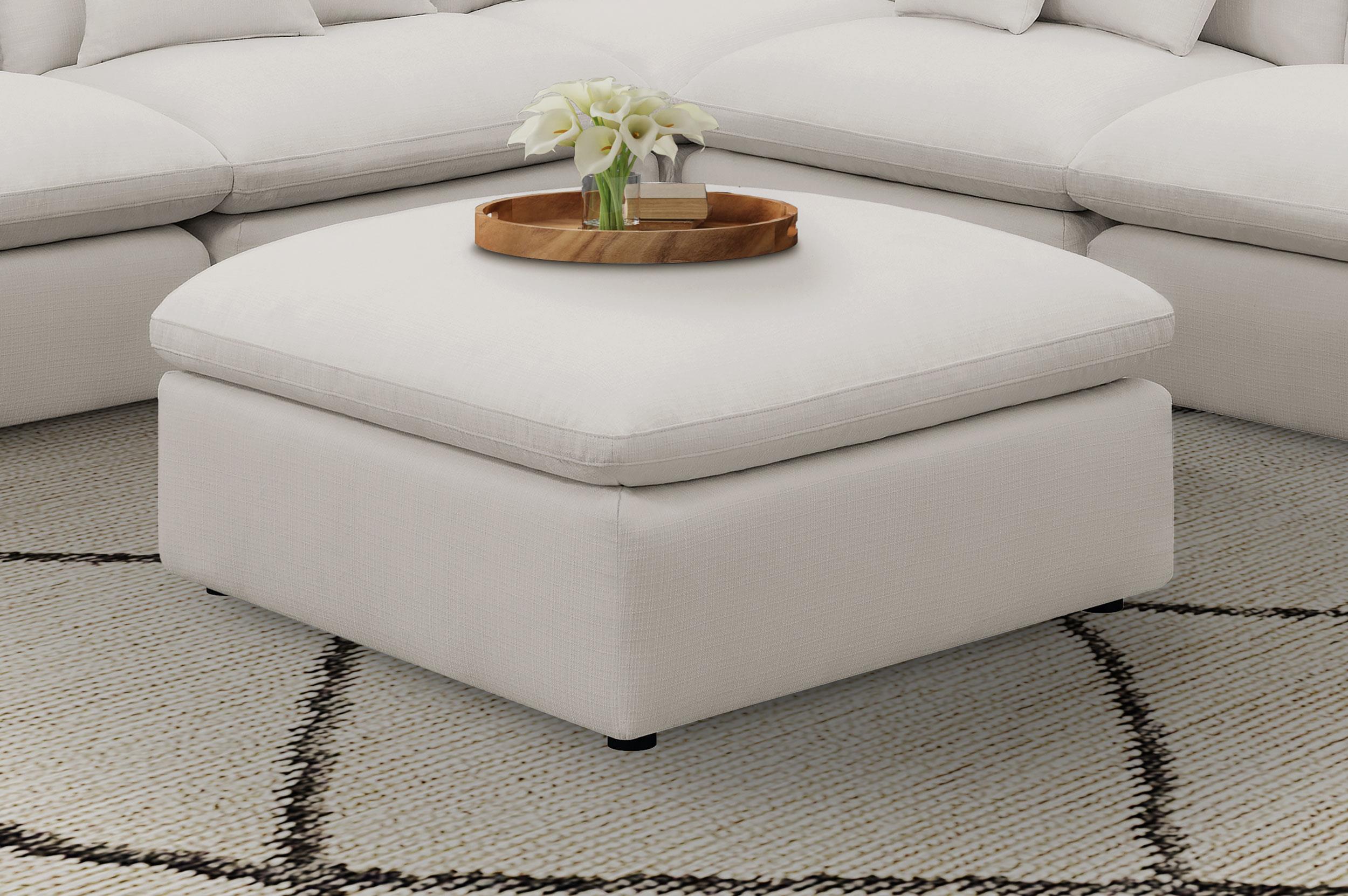 Hobson Cushion Seat Ottoman Off-White - Luxury Home Furniture (MI)