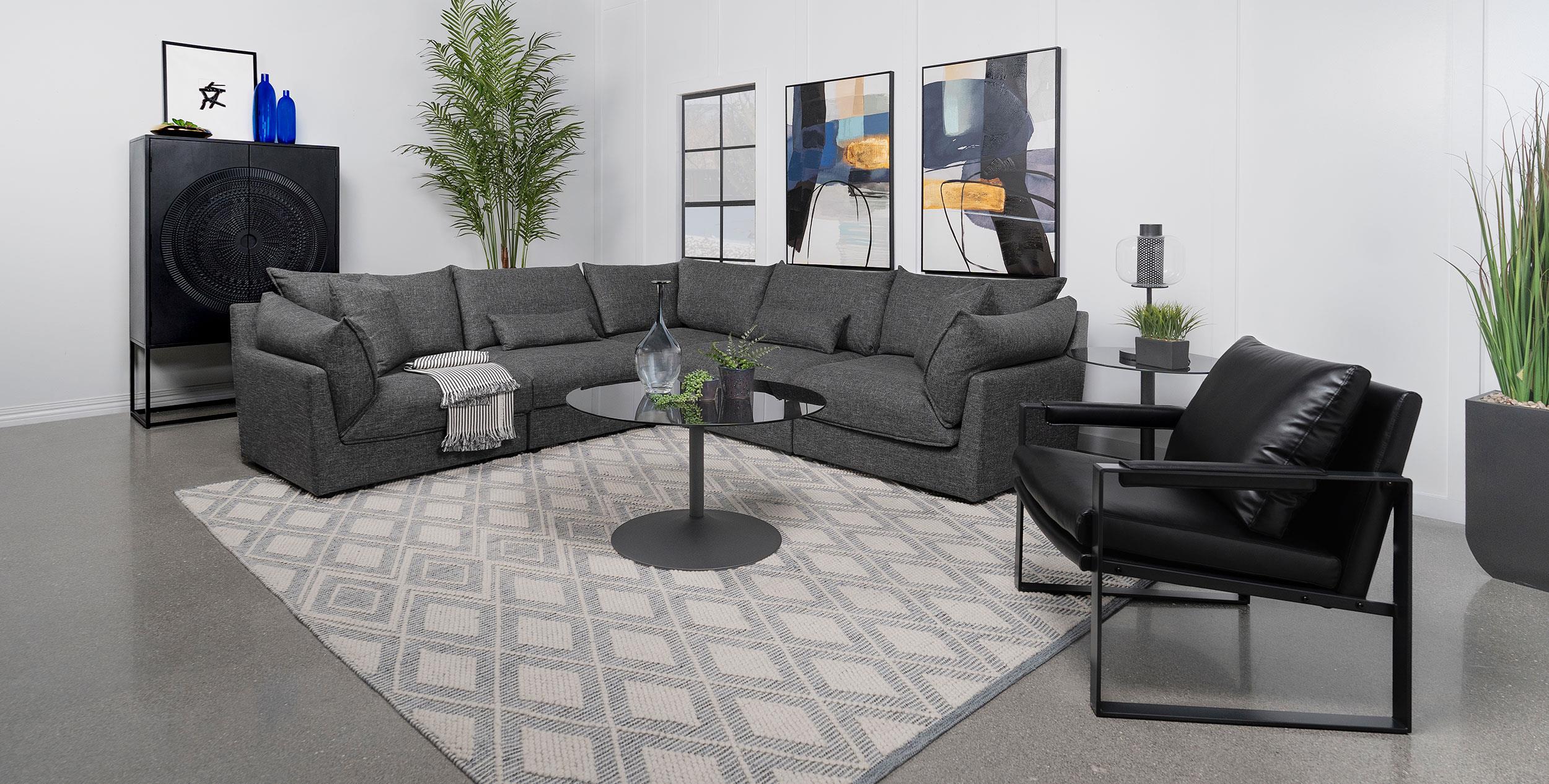 Sasha Upholstered Corner Chair Barely Black - Luxury Home Furniture (MI)