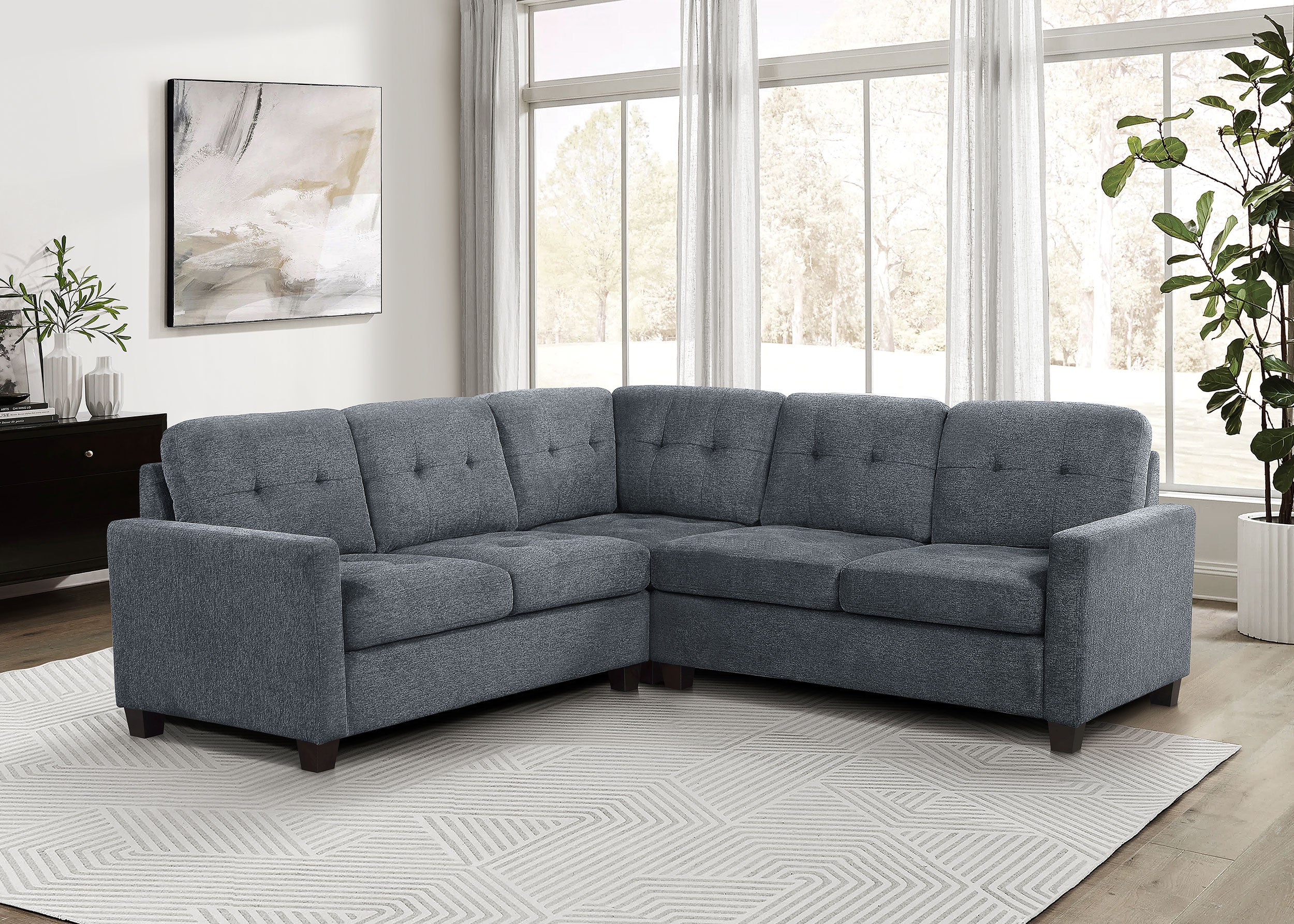 Georgina 5 Pc Stationary Sectionals Grey - Luxury Home Furniture (MI)