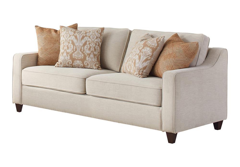 Christine Upholstered Cushion Back Sofa Beige - Luxury Home Furniture (MI)