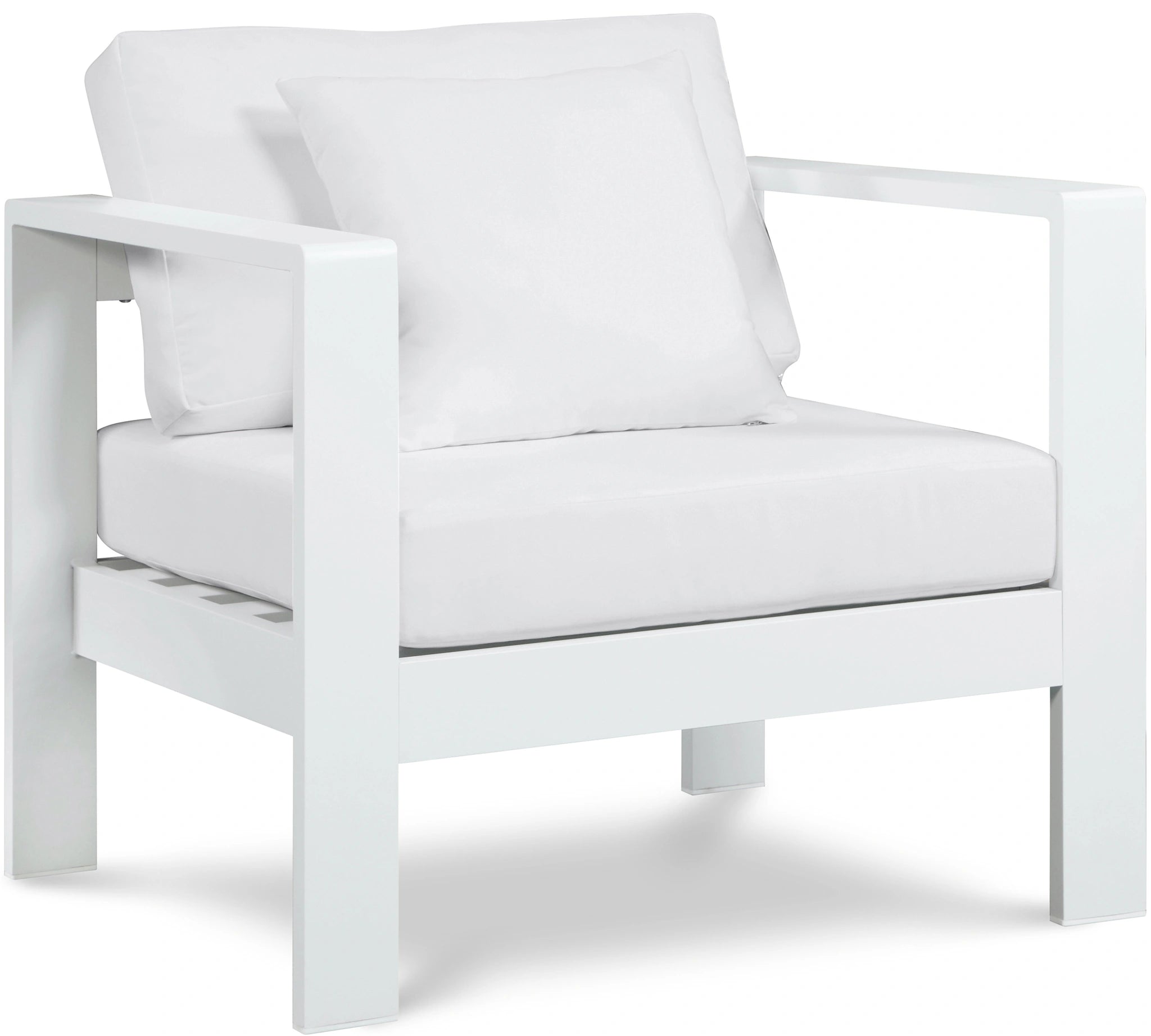 Nizuc White Waterproof Fabric Outdoor Patio Aluminum Arm Chair