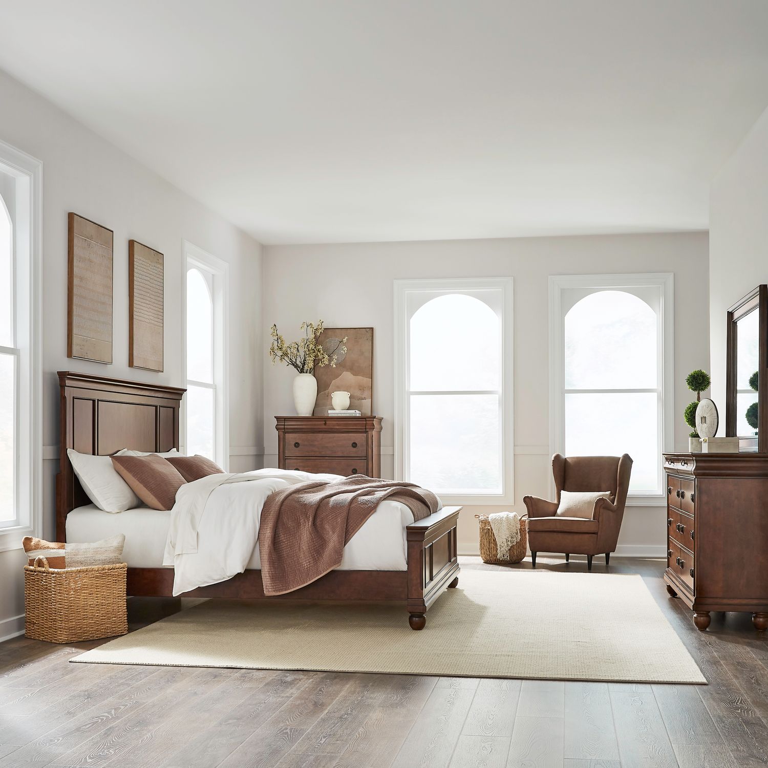 Rustic Traditions Queen Panel Bed, Dresser & Mirror, Chest image