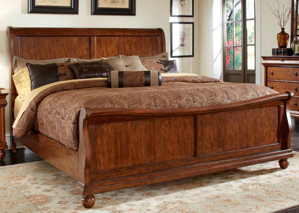 Liberty Furniture Rustic Traditions Queen Sleigh Bed in Rustic Cherry - Luxury Home Furniture (MI)