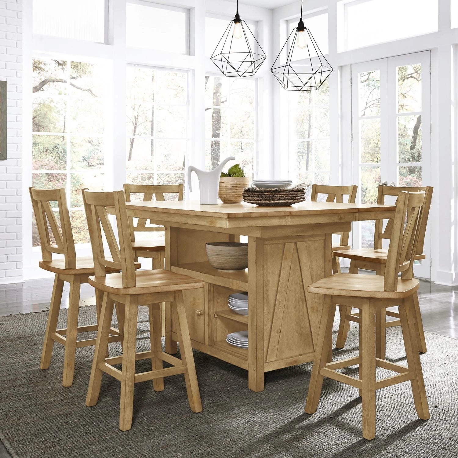 Lindsey Farm 7 Piece Gathering Table Set image