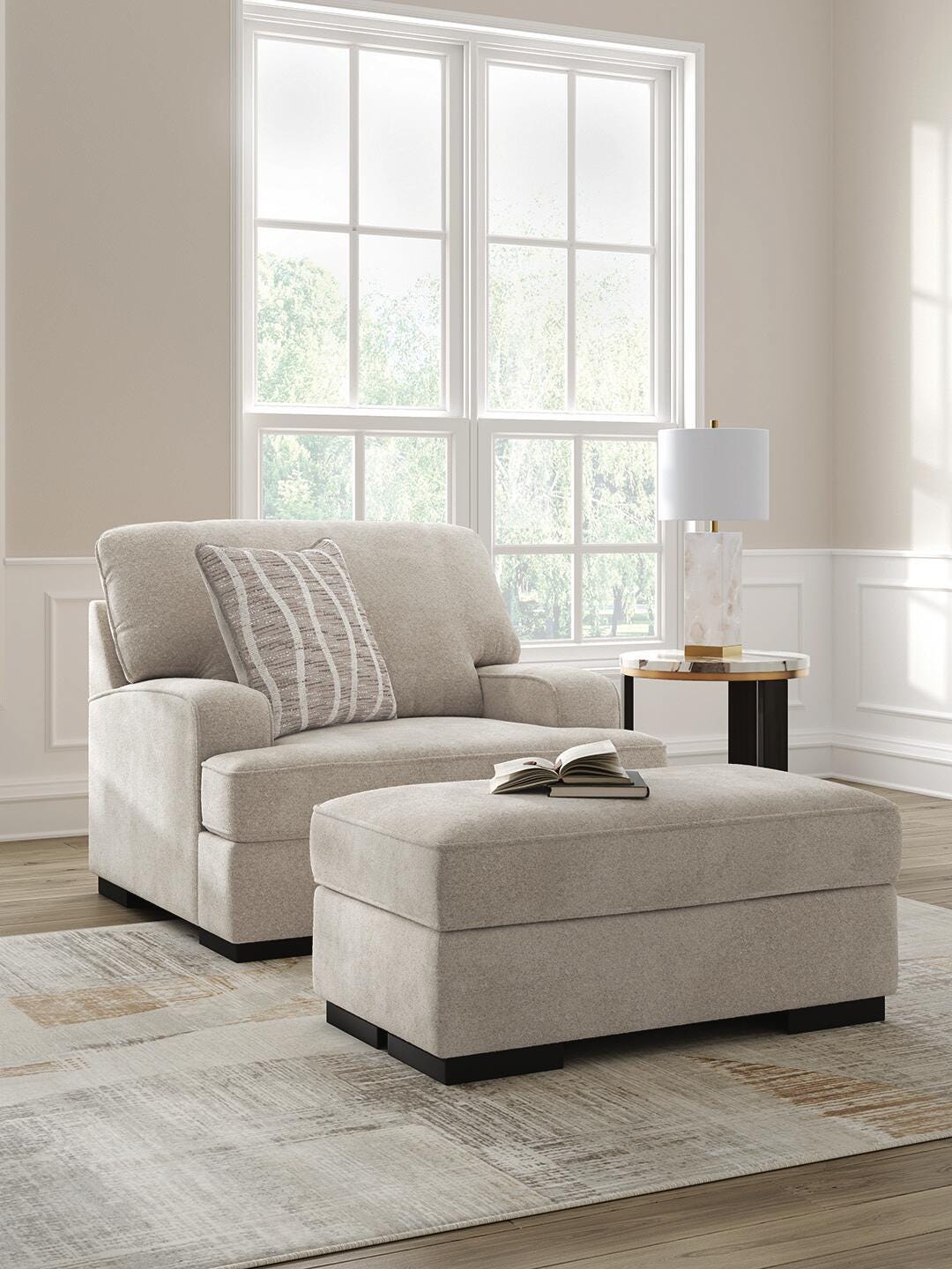 High Profile Chair & Ottoman Living Room Set - Luxury Home Furniture (MI)