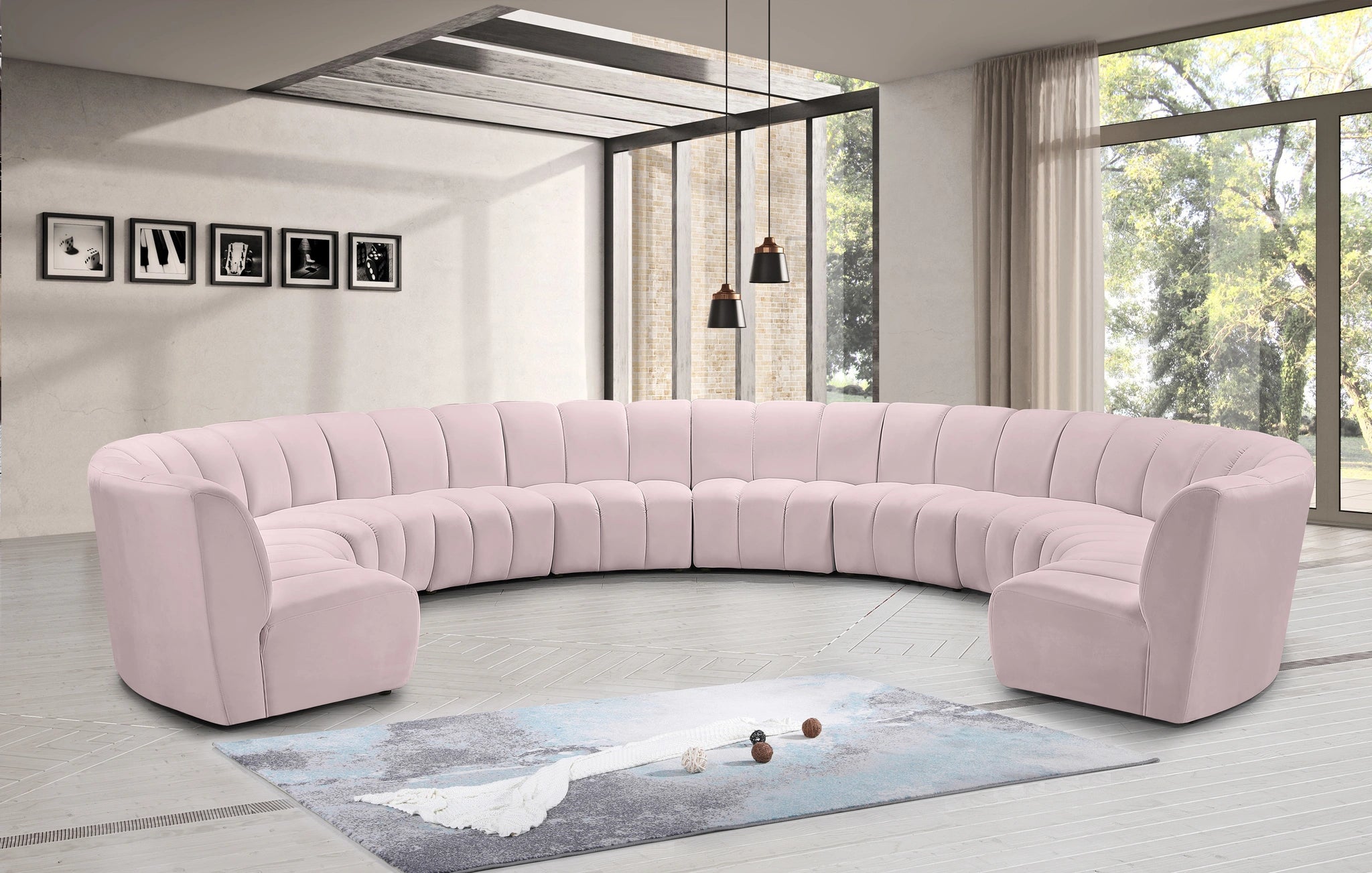 Infinity Pink Velvet 10pc. Modular Sectional