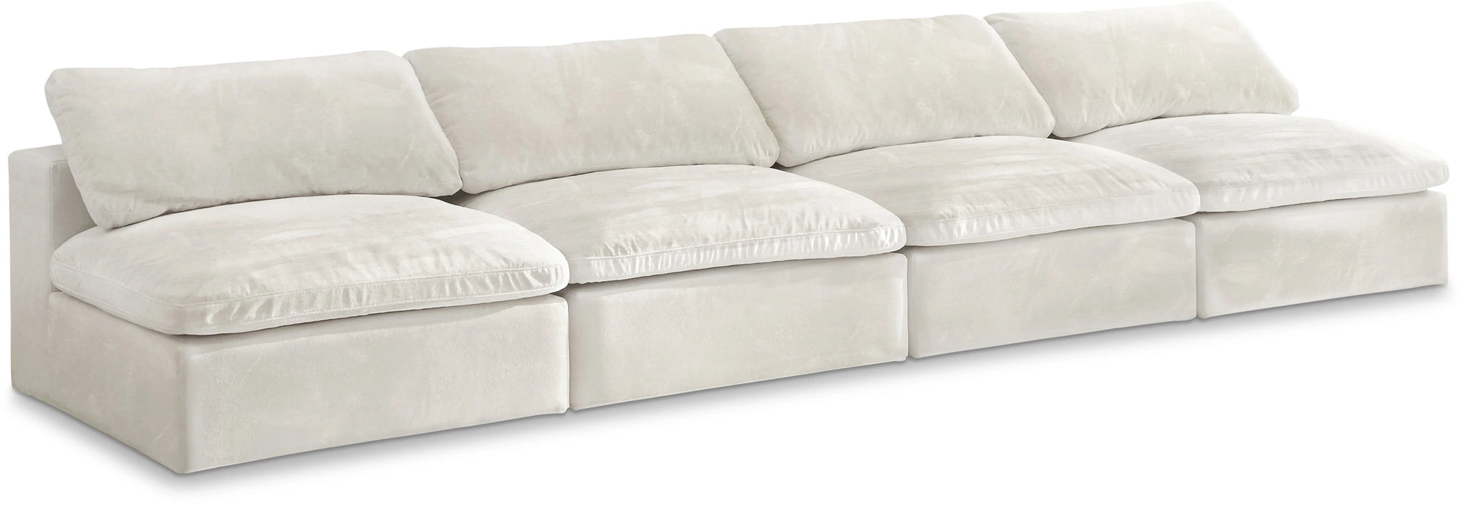 Cozy Cream Velvet Cloud Modular Armless Sofa