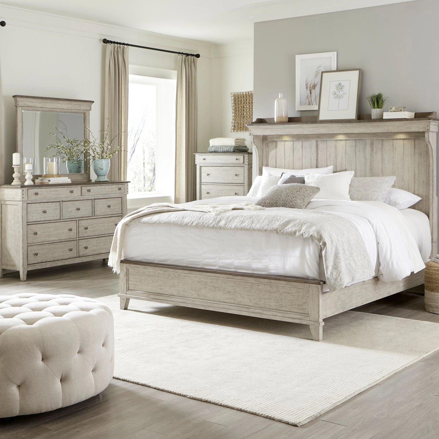 Ivy Hollow King California Mantle Bed, Dresser & Mirror, Chest image