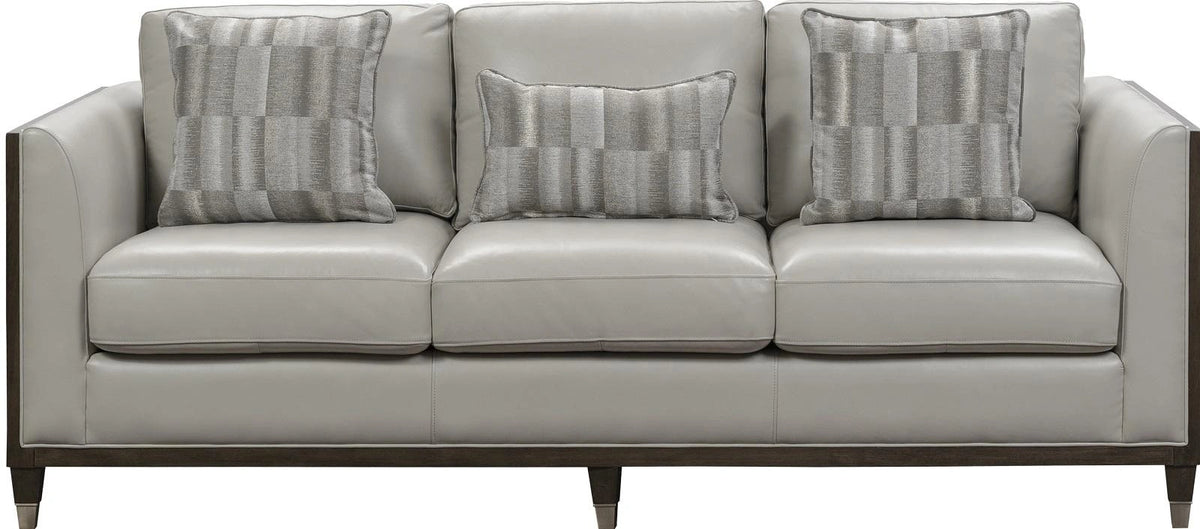 Pulaski Addison Leather Sofa in Light Grey