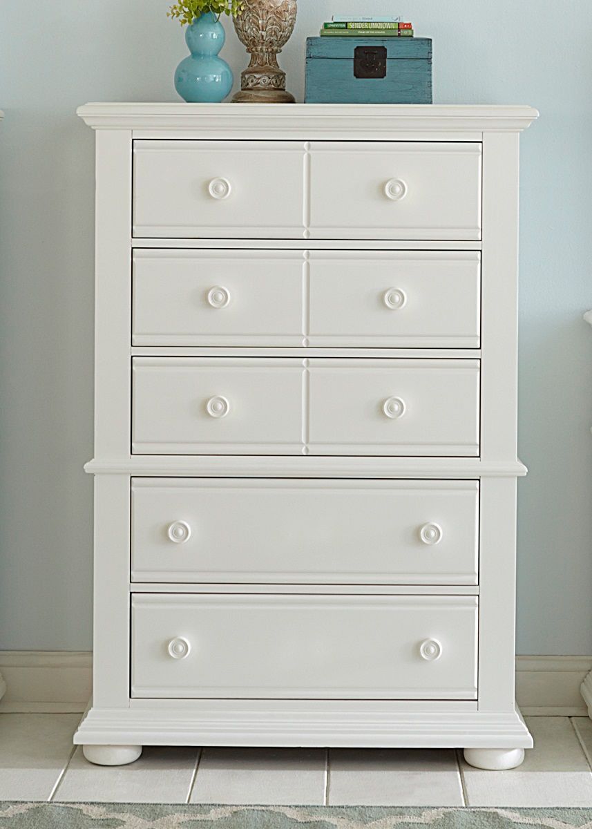 Liberty Furniture Summer House 5 Drawer Chest in Oyster White - Luxury Home Furniture (MI)