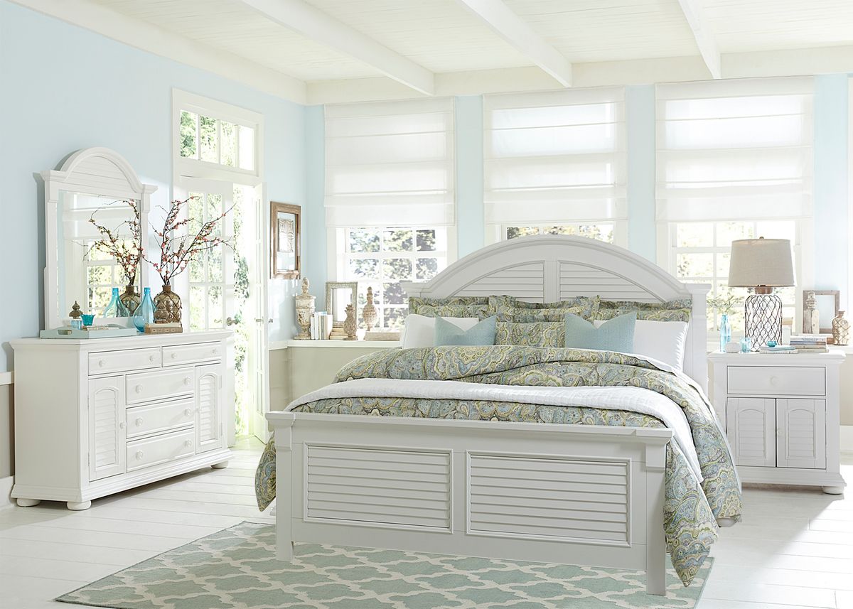 Liberty Furniture Summer House Queen Panel Bed in Oyster White - Luxury Home Furniture (MI)