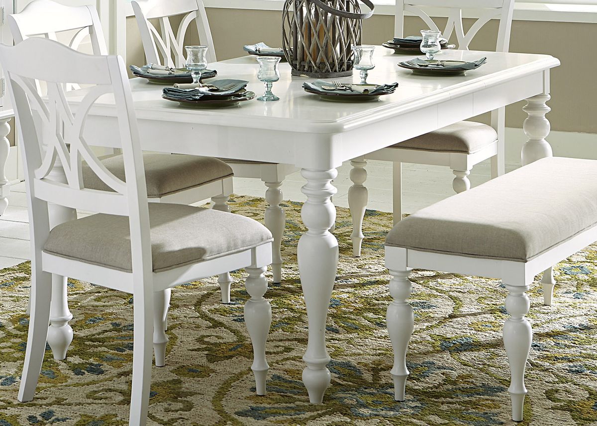 Liberty Furniture Summer House Rectangular Leg Table in Oyster White - Luxury Home Furniture (MI)