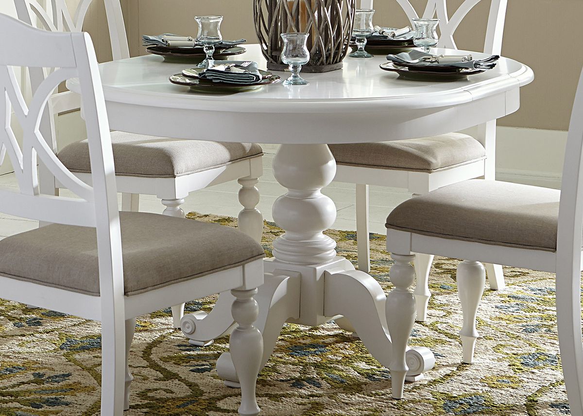 Liberty Furniture Summer House Round Pedestal Table in Oyster White 607-4254 - Luxury Home Furniture (MI)