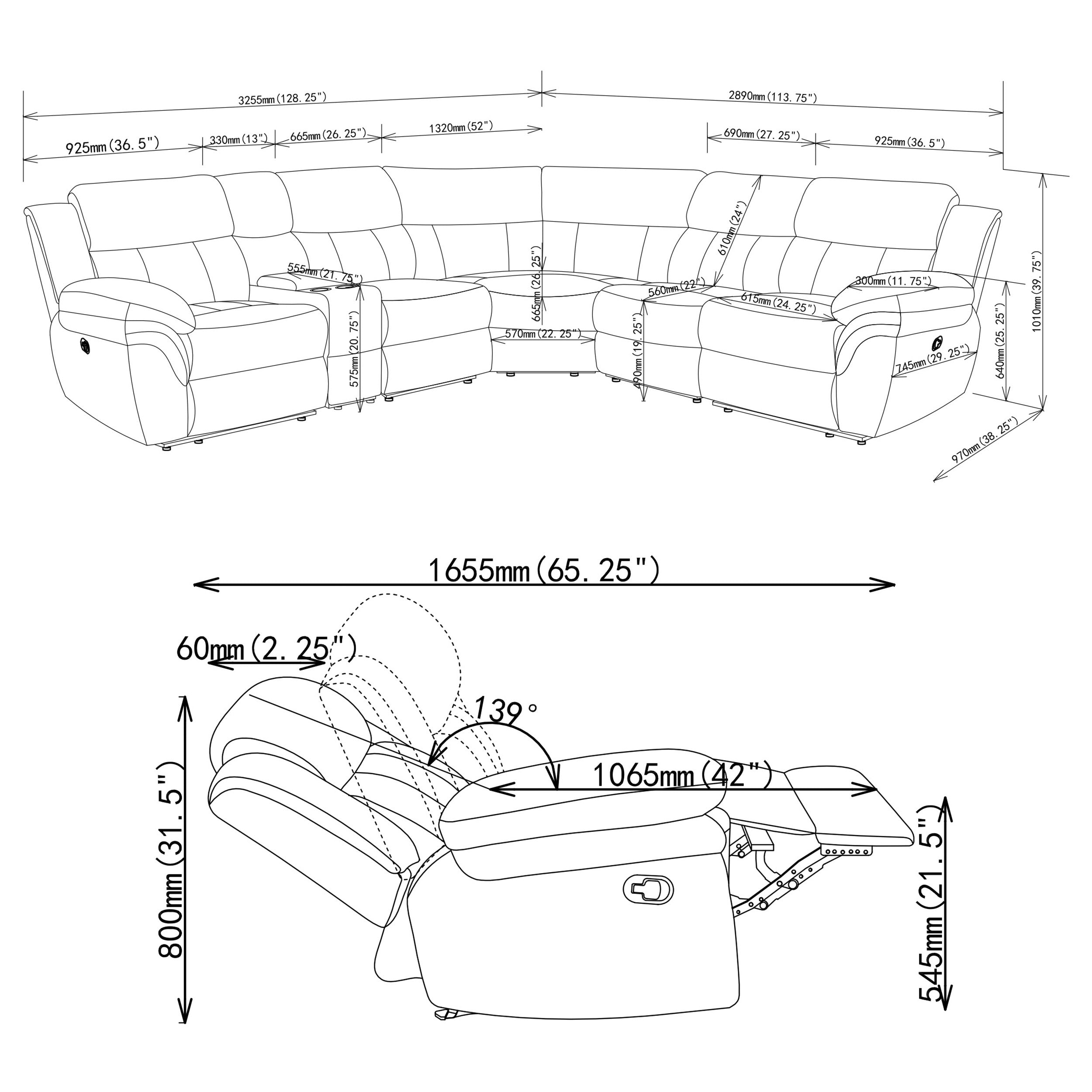 Bahrain Modular Reclining Sectional Sofa - Luxury Home Furniture (MI)