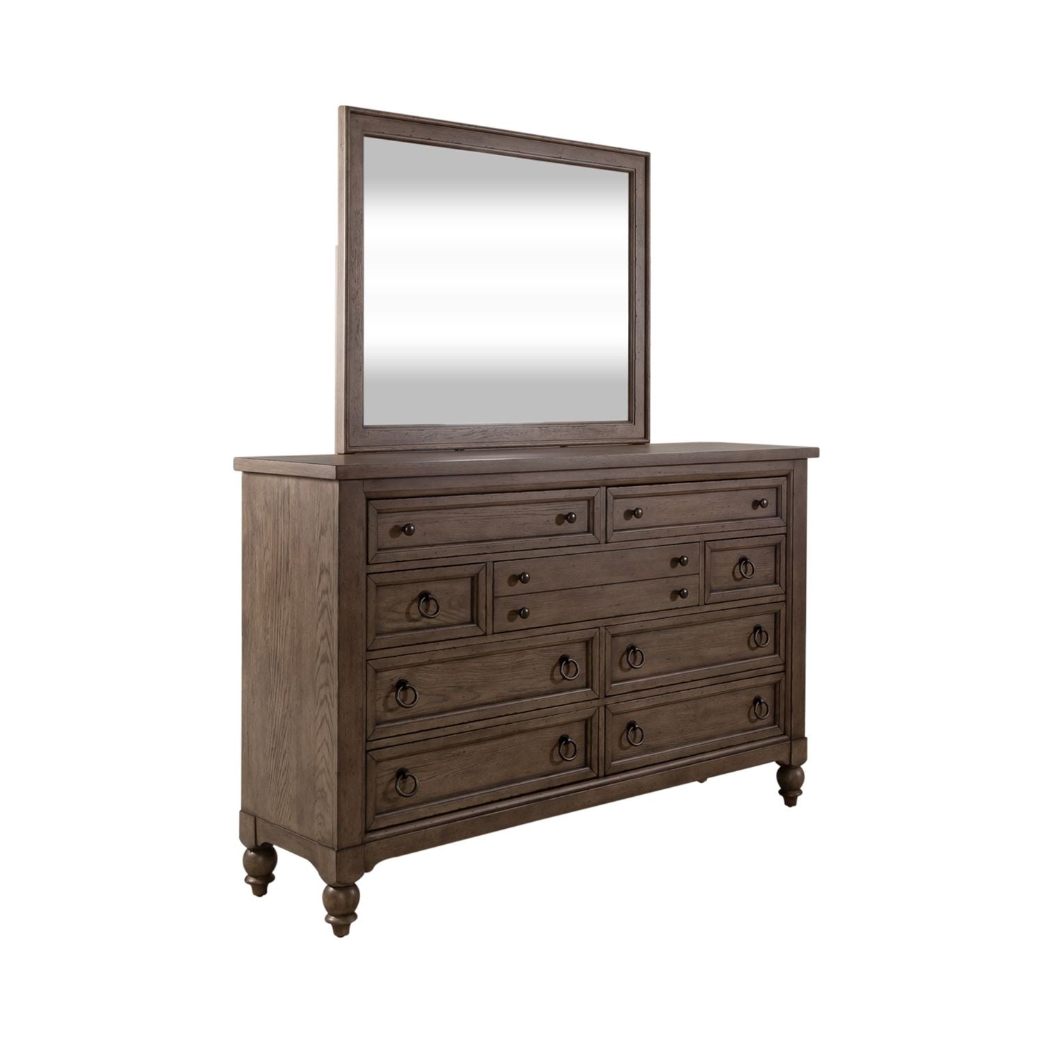 Americana Farmhouse King Sleigh Bed, Dresser & Mirror