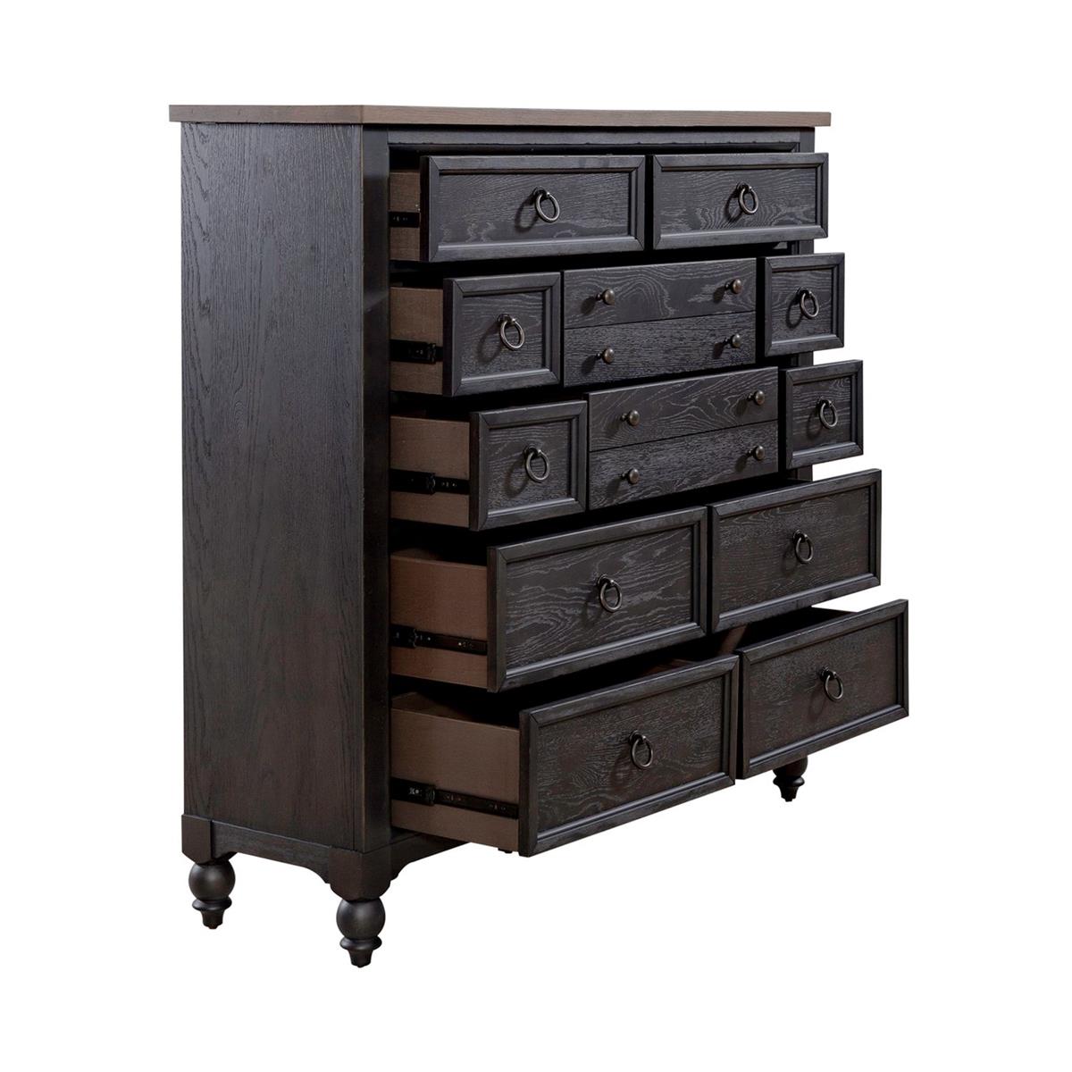 Liberty Furniture Americana Farmhouse 12 Drawer Chesser in Black - Luxury Home Furniture (MI)