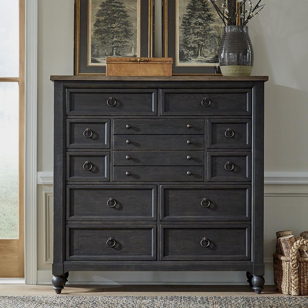 Liberty Furniture Americana Farmhouse 12 Drawer Chesser in Black - Luxury Home Furniture (MI)