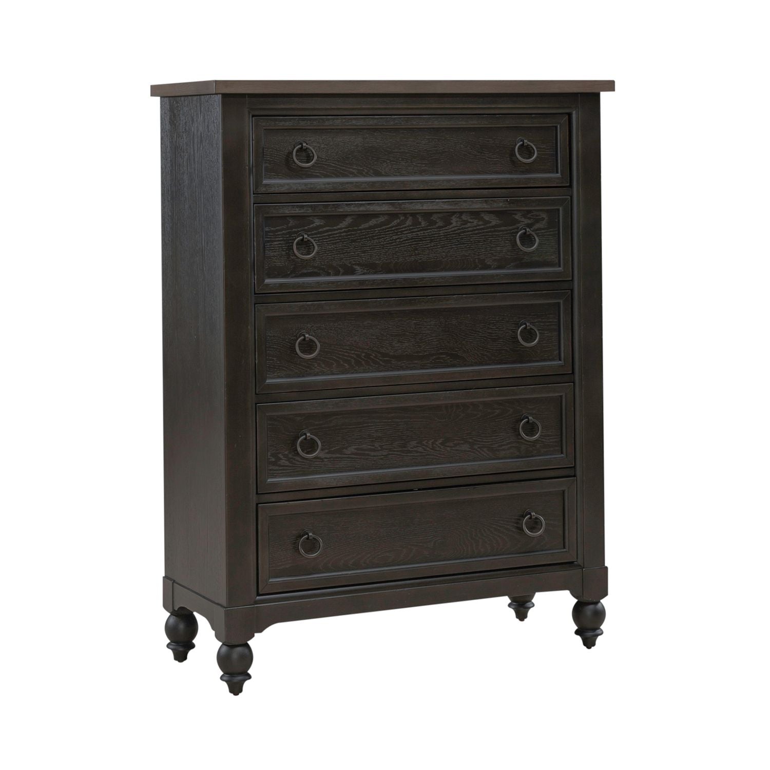 Americana Farmhouse 5 Drawer Chest in Black - Luxury Home Furniture (MI)