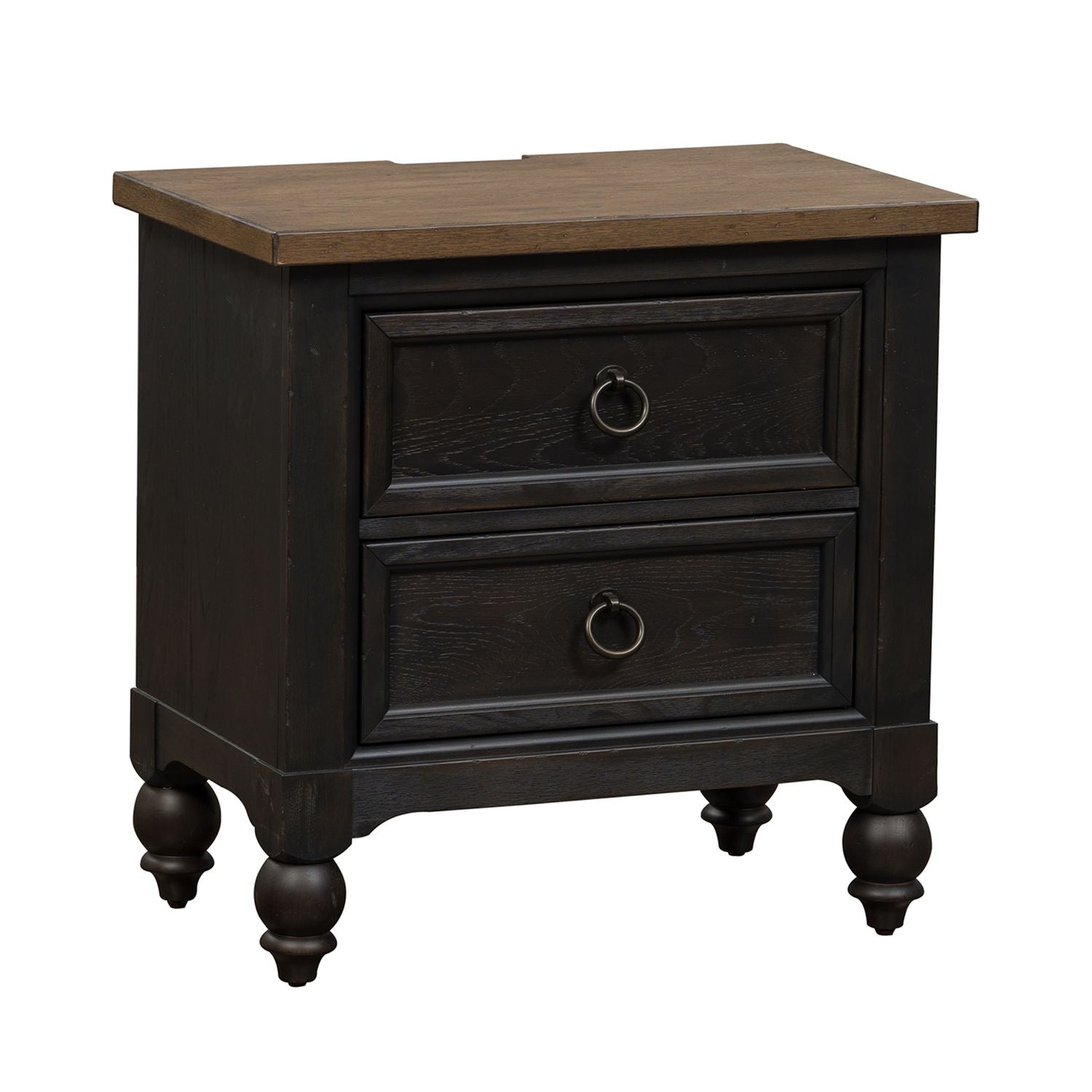 Americana Farmhouse 2 Drawer Nightstand in Black - Luxury Home Furniture (MI)