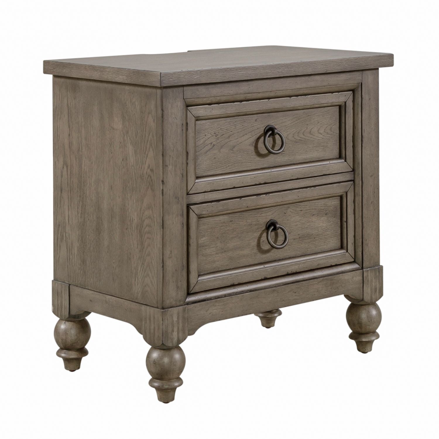 Americana Farmhouse 2 Drawer Nightstand in Dusty Taupe and Black - Luxury Home Furniture (MI)
