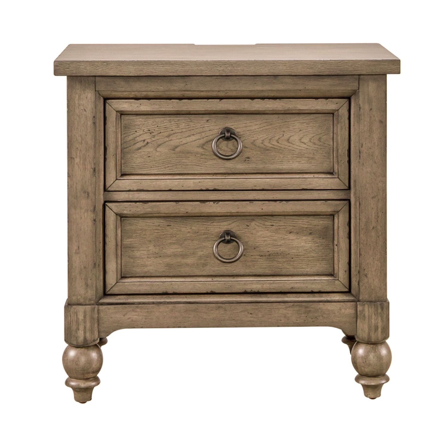 Americana Farmhouse 2 Drawer Nightstand in Dusty Taupe and Black image