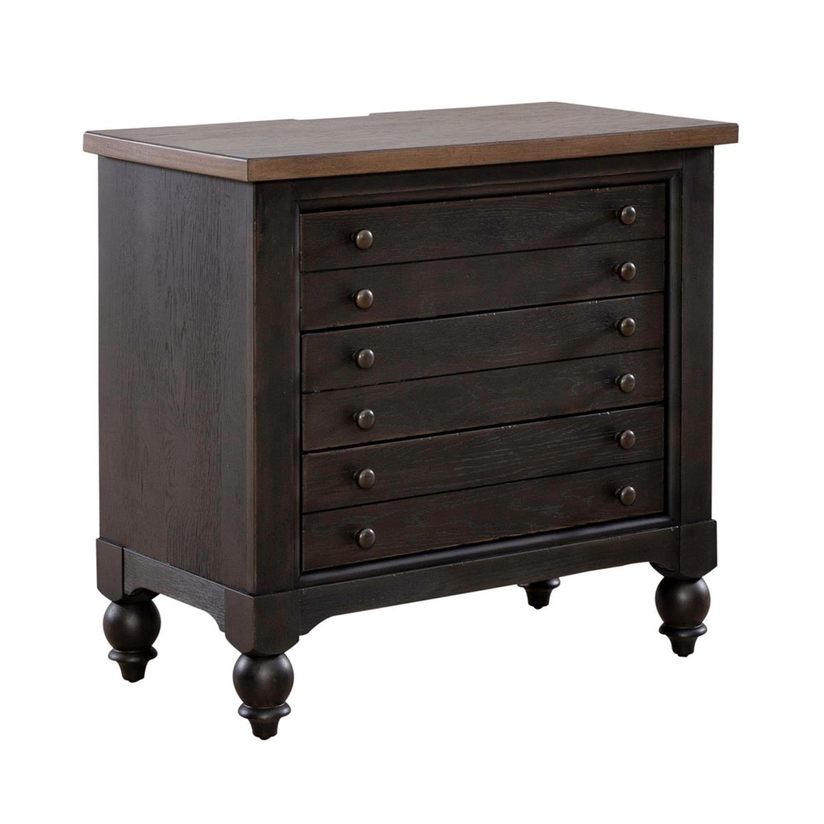 Liberty Furniture Americana Farmhouse 6 Drawer Bedside Chest in Black - Luxury Home Furniture (MI)